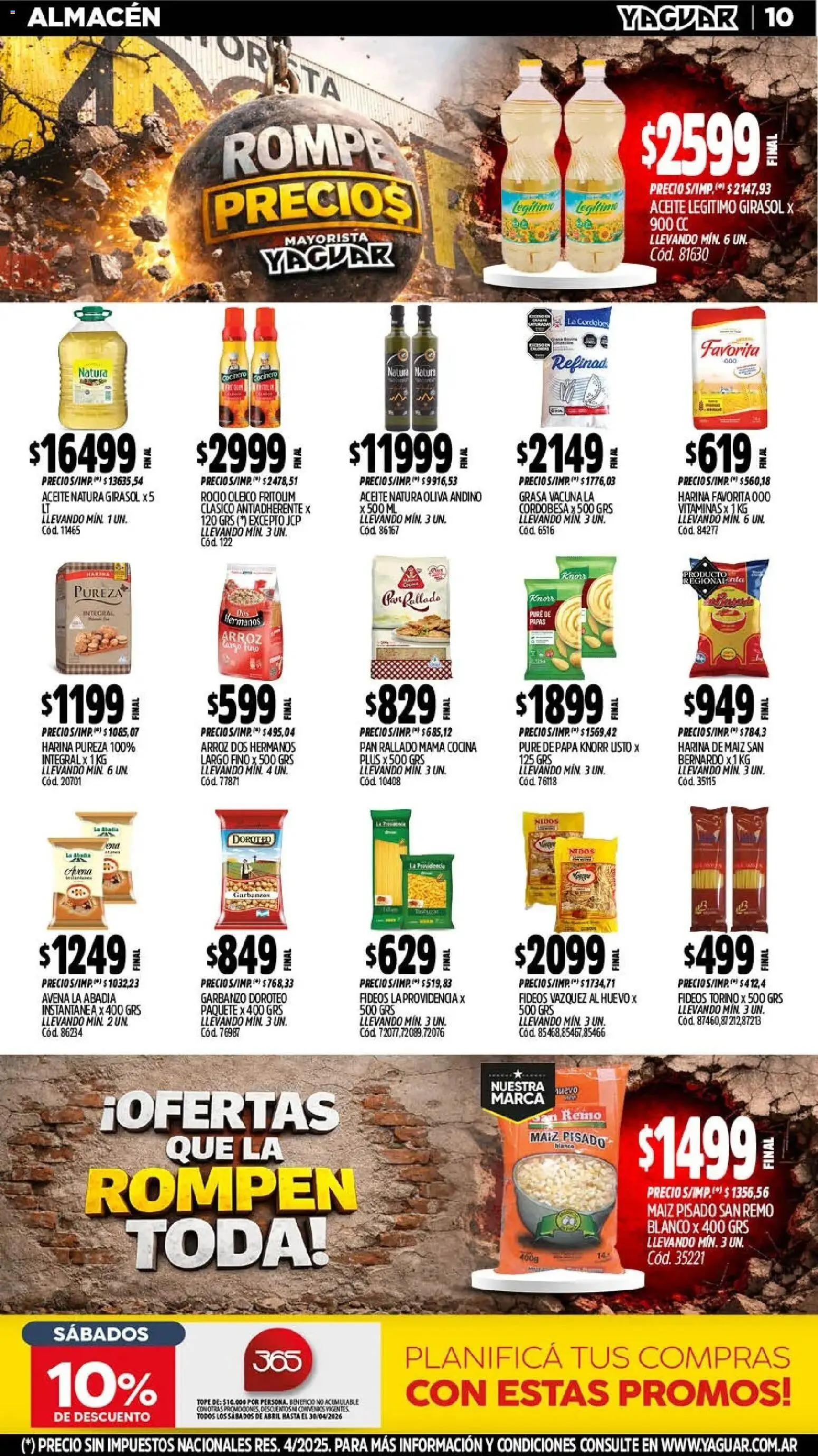 Yaguar - Oferta Semanal Jujuy │ válido desde el 20.04.2026 | Página: 10 | Productos: Cocina, Papa, Arroz, Pan rallado