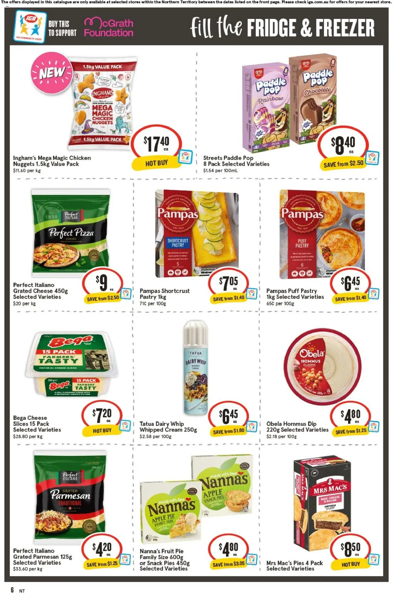 IGA catalogue - valid from 24.09.2025 | Page: 6 | Products: Pizza, Cream, Pastry, Pies