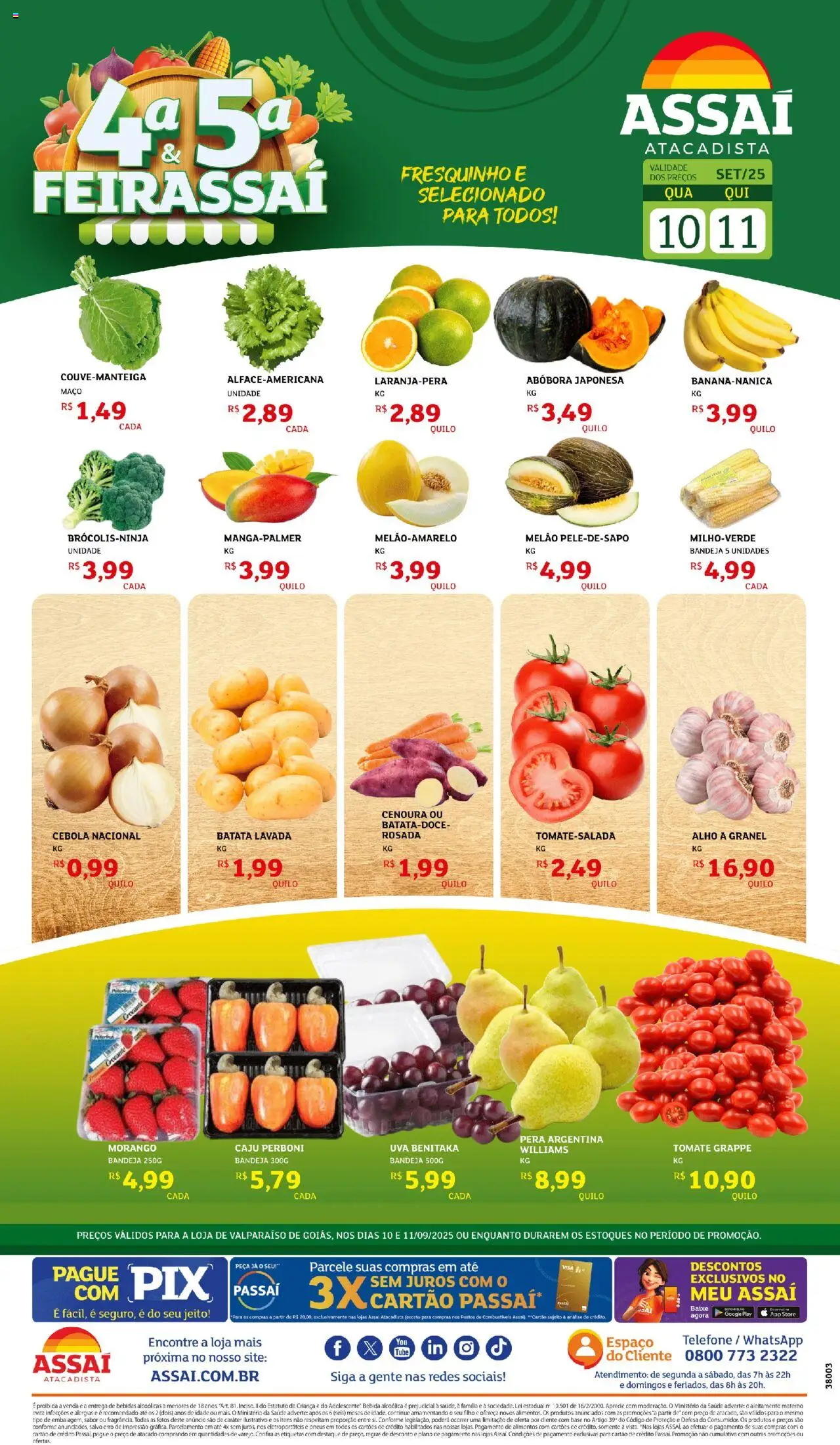 Assaí Atacadista Folheto - válido de 10.09.2025 | Página: 1 | Produtos: Abóbora, Pneus, Base, Batata
