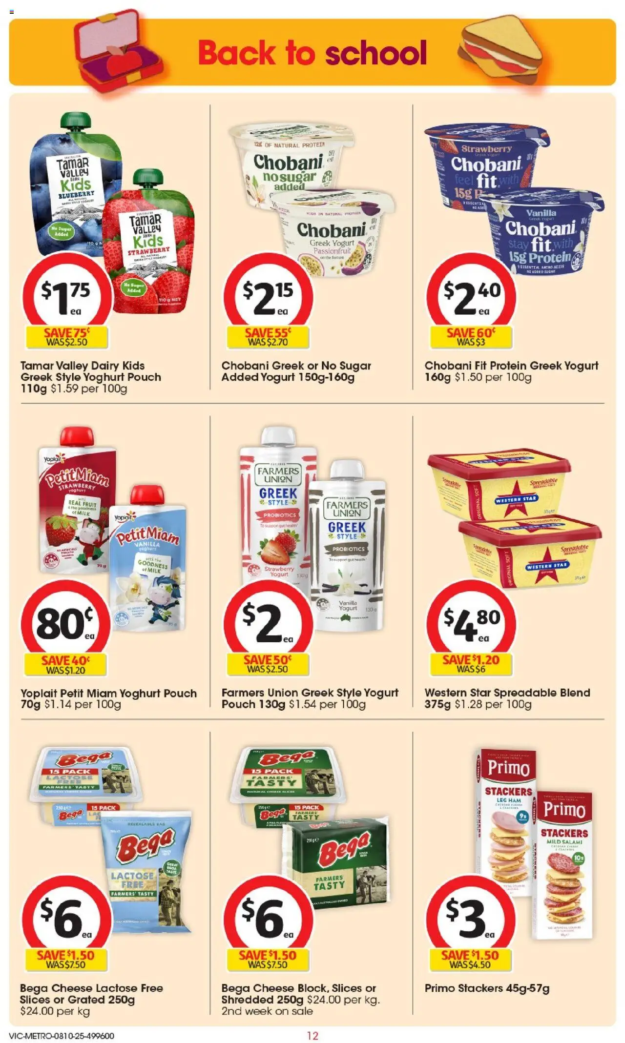 Coles catalogue - valid from 08.10.2025 | Page: 12 | Products: Dairy, Yoghurt, Salami, Bag