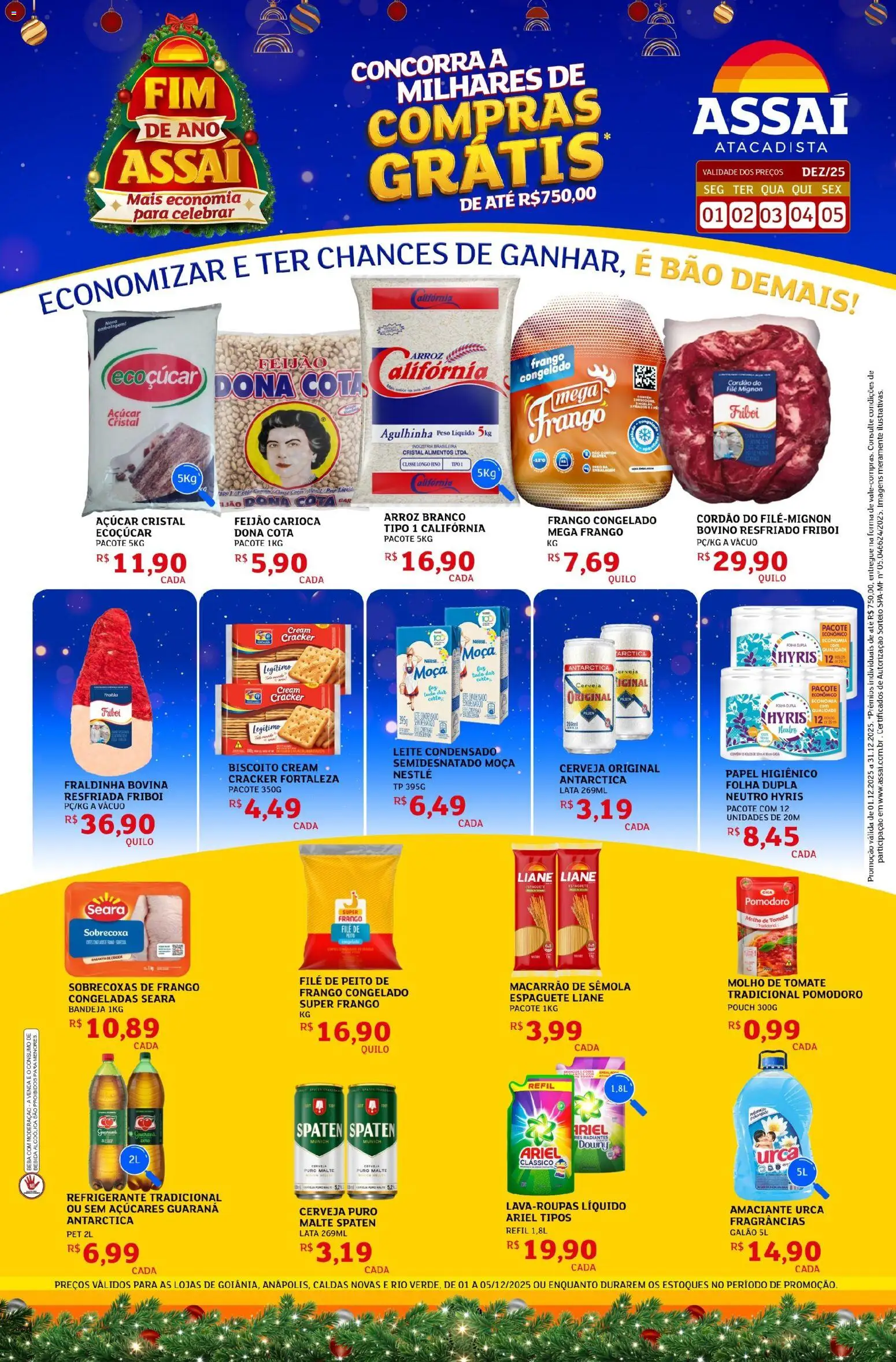 Assaí Atacadista Folheto - válido de 01.12.2025 | Página: 1 | Produtos: Biscoito, Fraldinha, Macarrão, Refrigerante