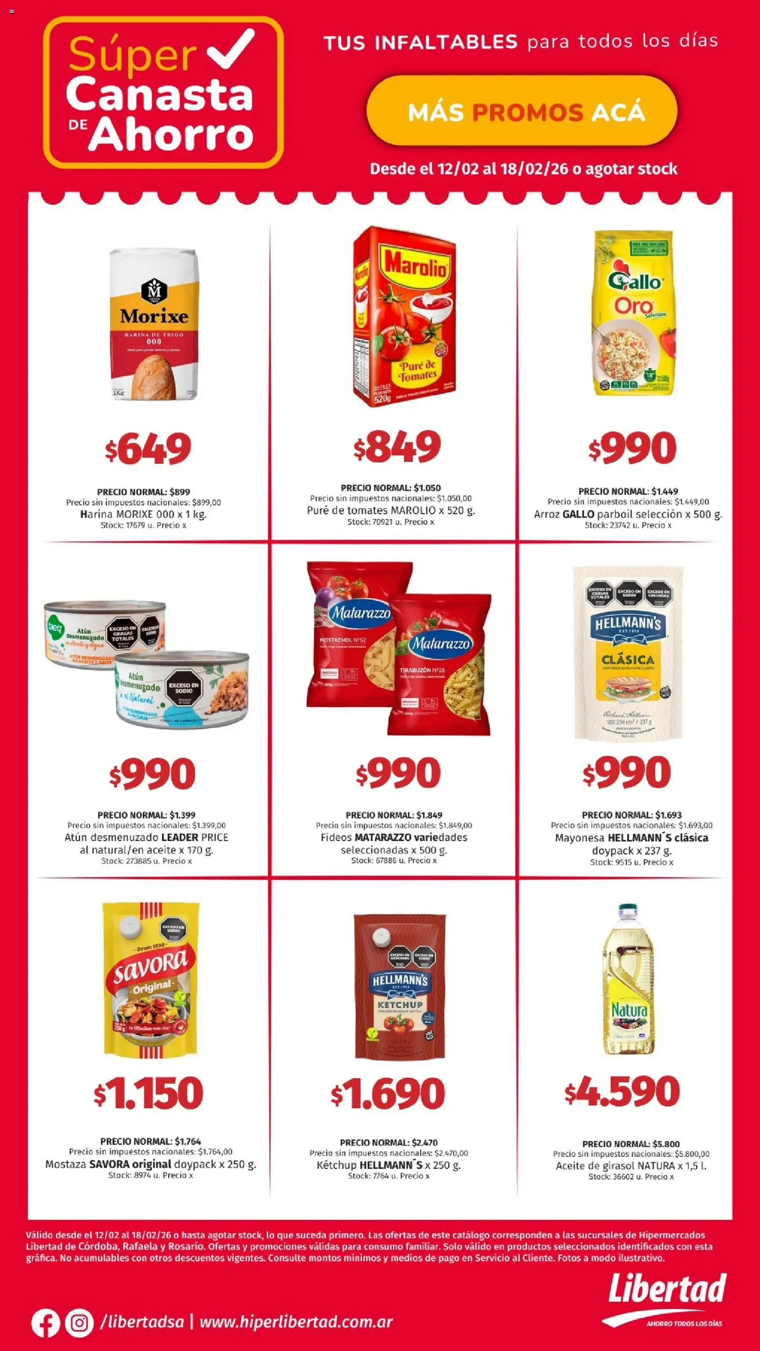 Hipermercado Libertad catálogo │ válido desde el 12.02.2026 | Página: 3 | Productos: Aceite, Mayonesa, Mostaza, Fideos