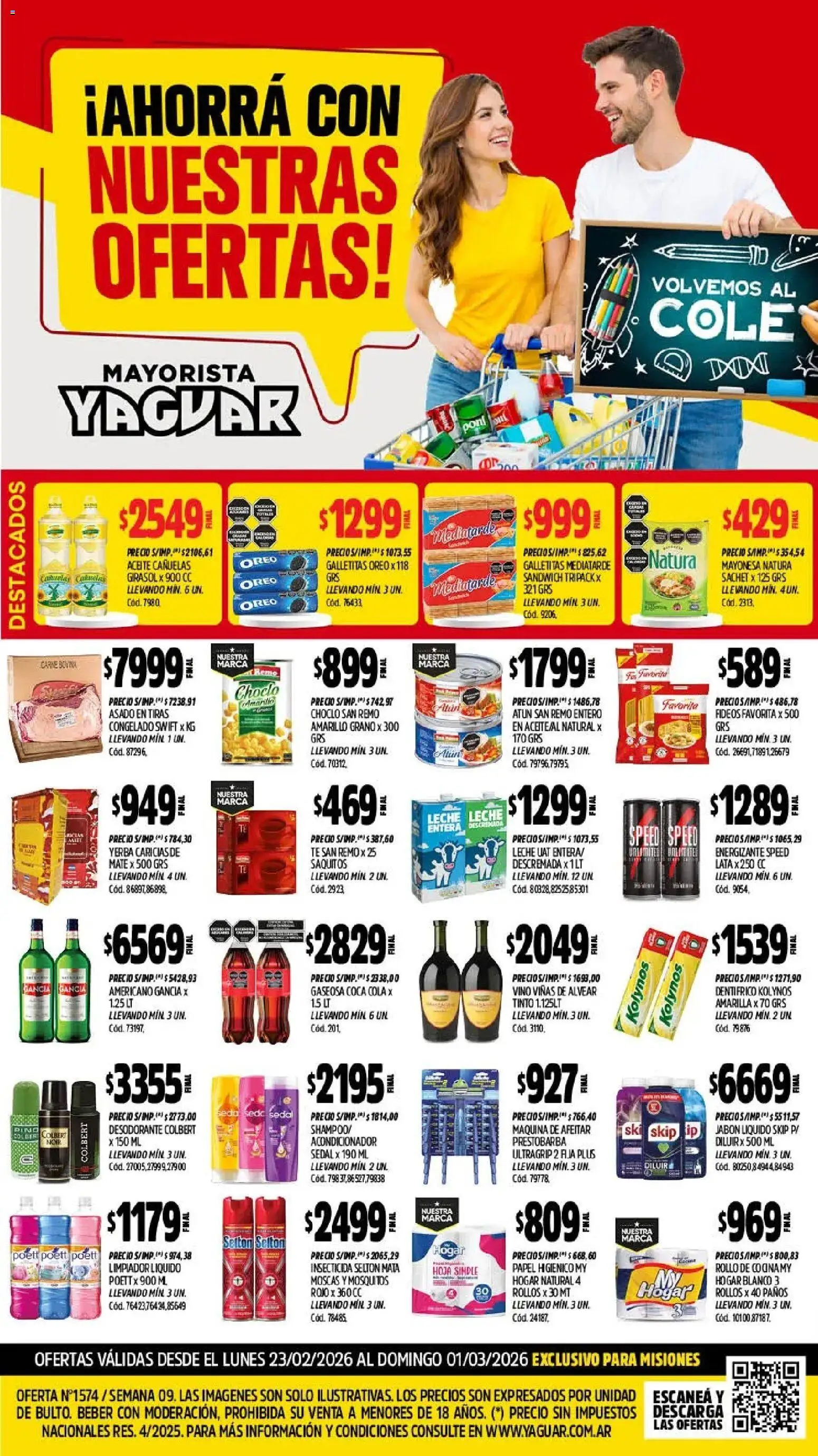 Yaguar - Oferta Semanal Misiones │ válido desde el 23.02.2026 | Página: 1 | Productos: Mate, Maquina de afeitar, Aceite, Fideos