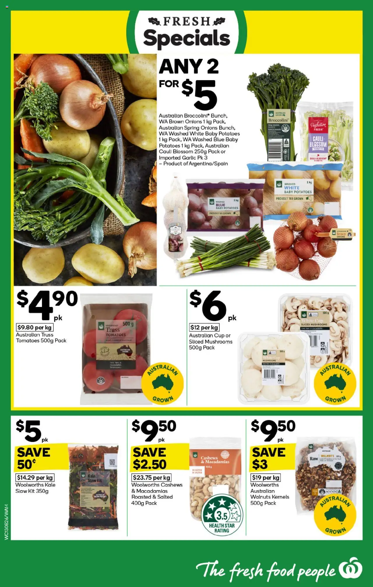 Woolworths catalogue - valid from 13.08.2025 | Page: 14 | Products: Tomatoes, Mushrooms, Onions, Garlic