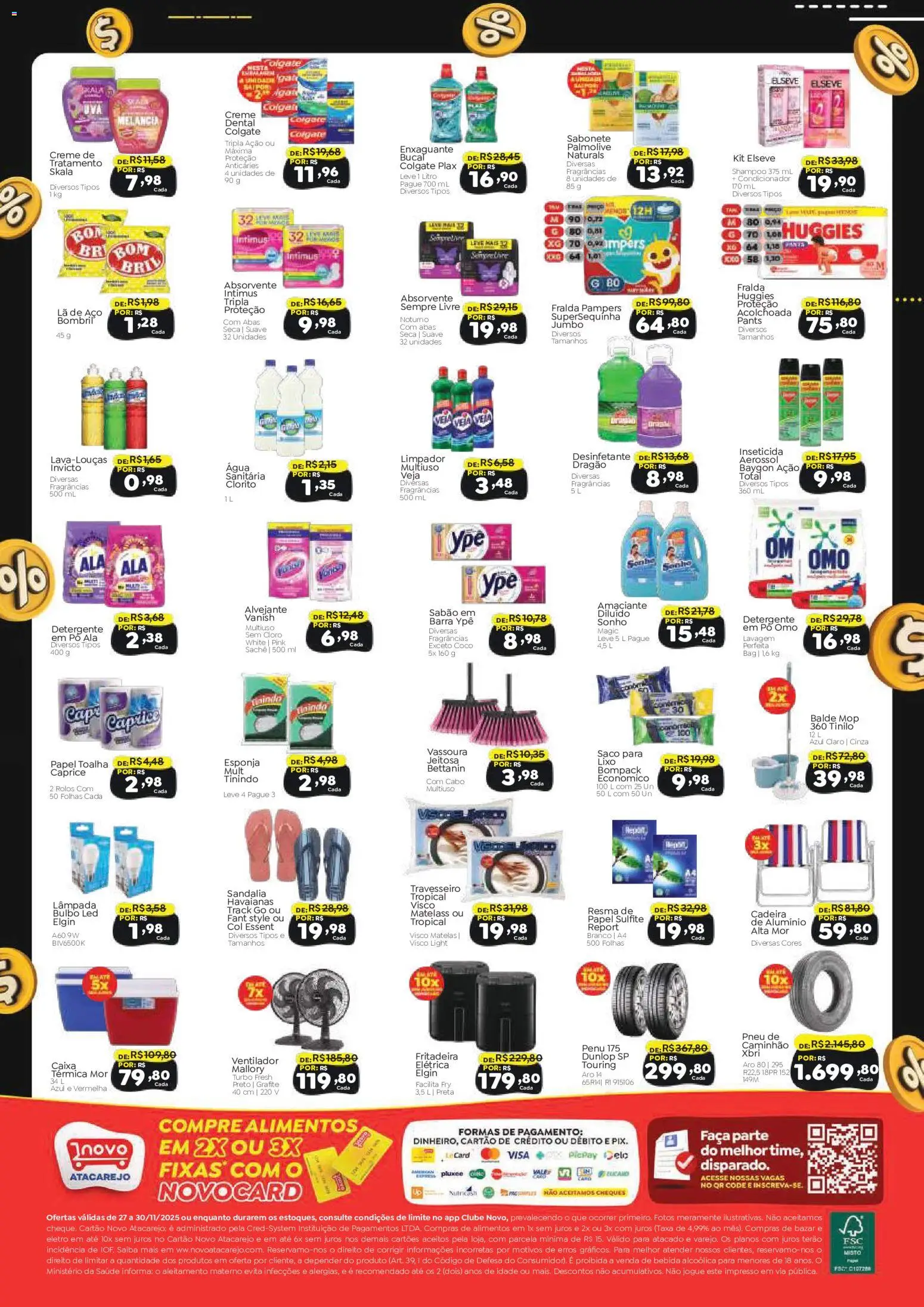 Novo Atacarejo Folheto - válido de 27.11.2025 | Página: 4 | Produtos: Sabão em barra, Esponja, Travesseiro, Creme dental