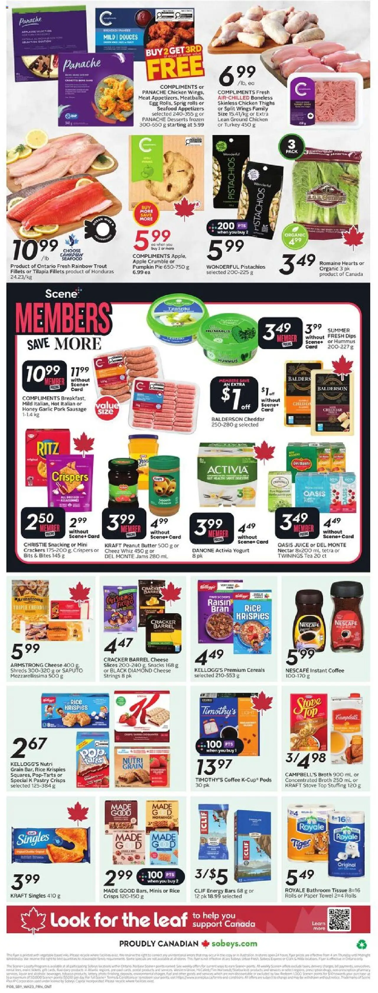 Sobeys flyer valid from 02.10.2025 | Page: 4 | Products: Tea, Butter, Coffee, Juice