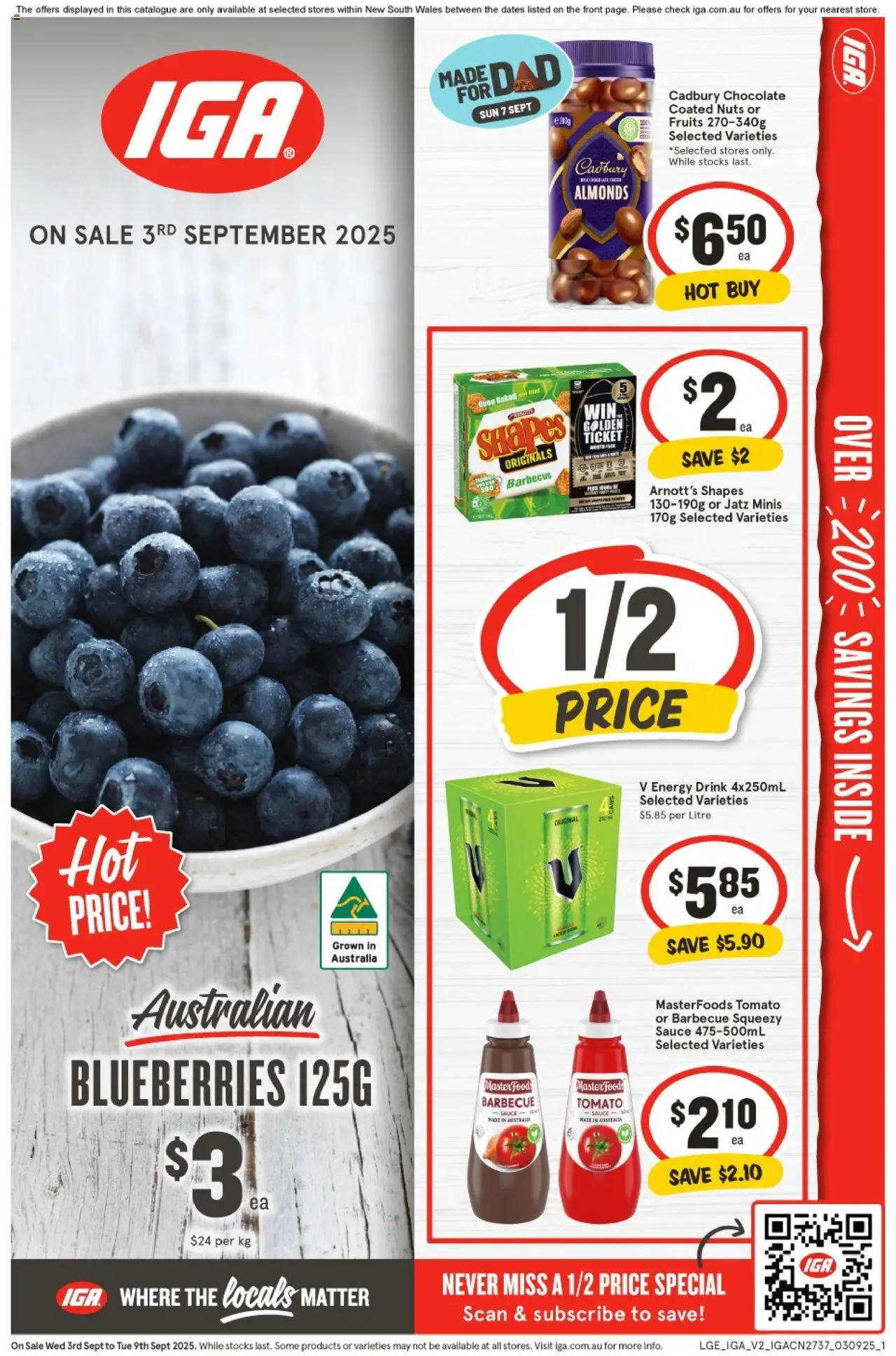 IGA catalogue - valid from 03.09.2025 | Page: 1 | Products: Energy drink, Chocolate, Sauce, Oven
