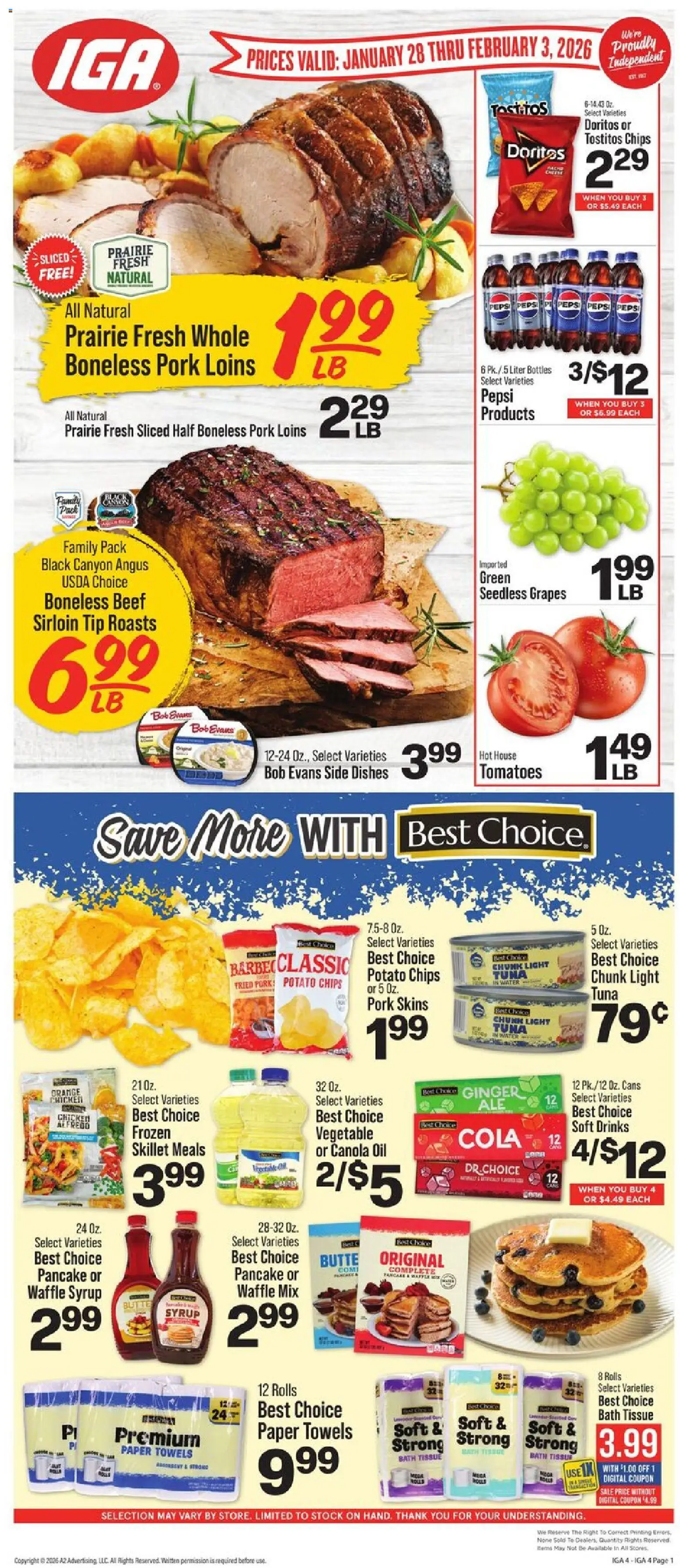 IGA Weekly Ad - valid from 28.01.2026 | Page: 1 | Products: Ginger, Oil, Beef, Grapes