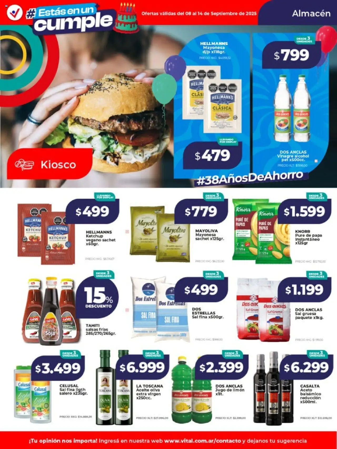 Vital ofertas - Posadas │ válido desde el 08.09.2025 | Página: 14 | Productos: Vinagre, Ketchup, Aceto, Jugo
