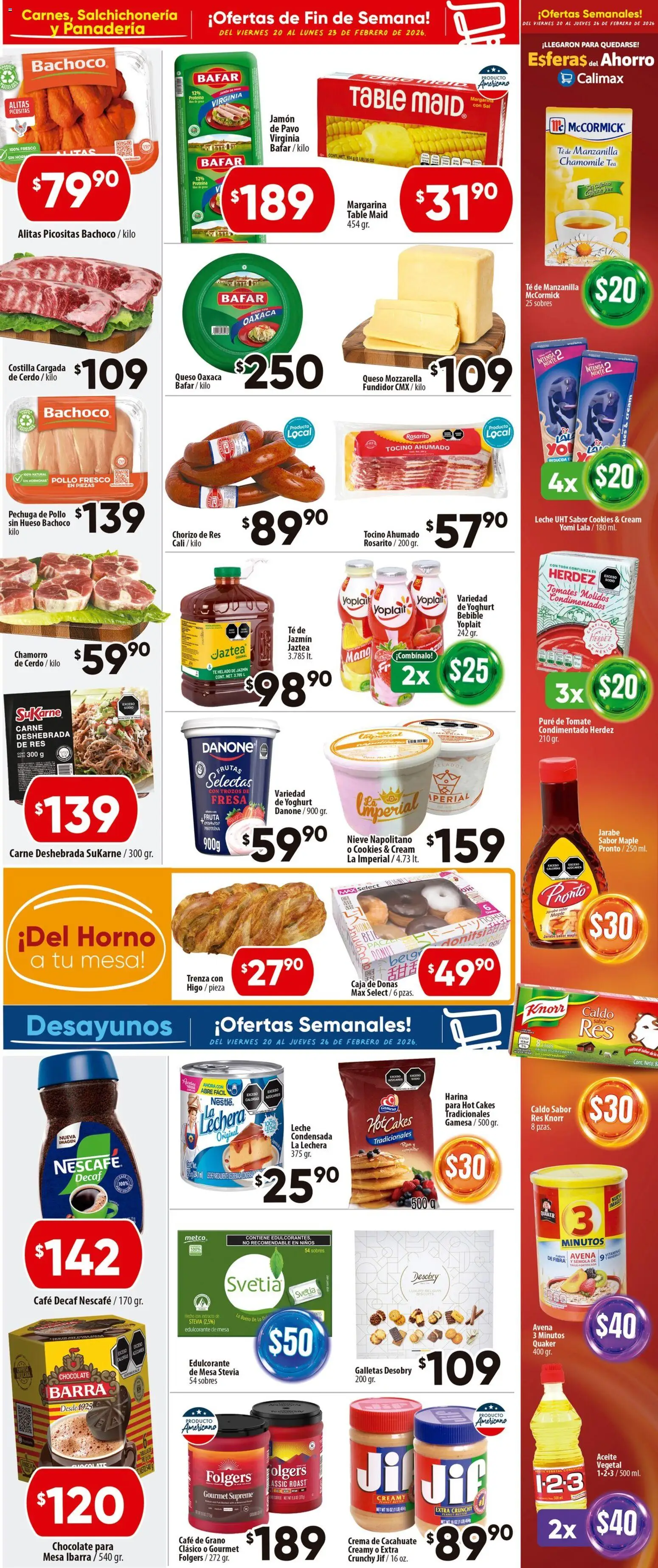 Nuevas ofertas de Calimax válidas en toda la República Mexicana desde el 20.02.2026. ¡Encuentra las mejores ofertas en Calimax folleto Tecate! | Página: 2 | Productos: Cacahuate, Leche, Res, Panadería