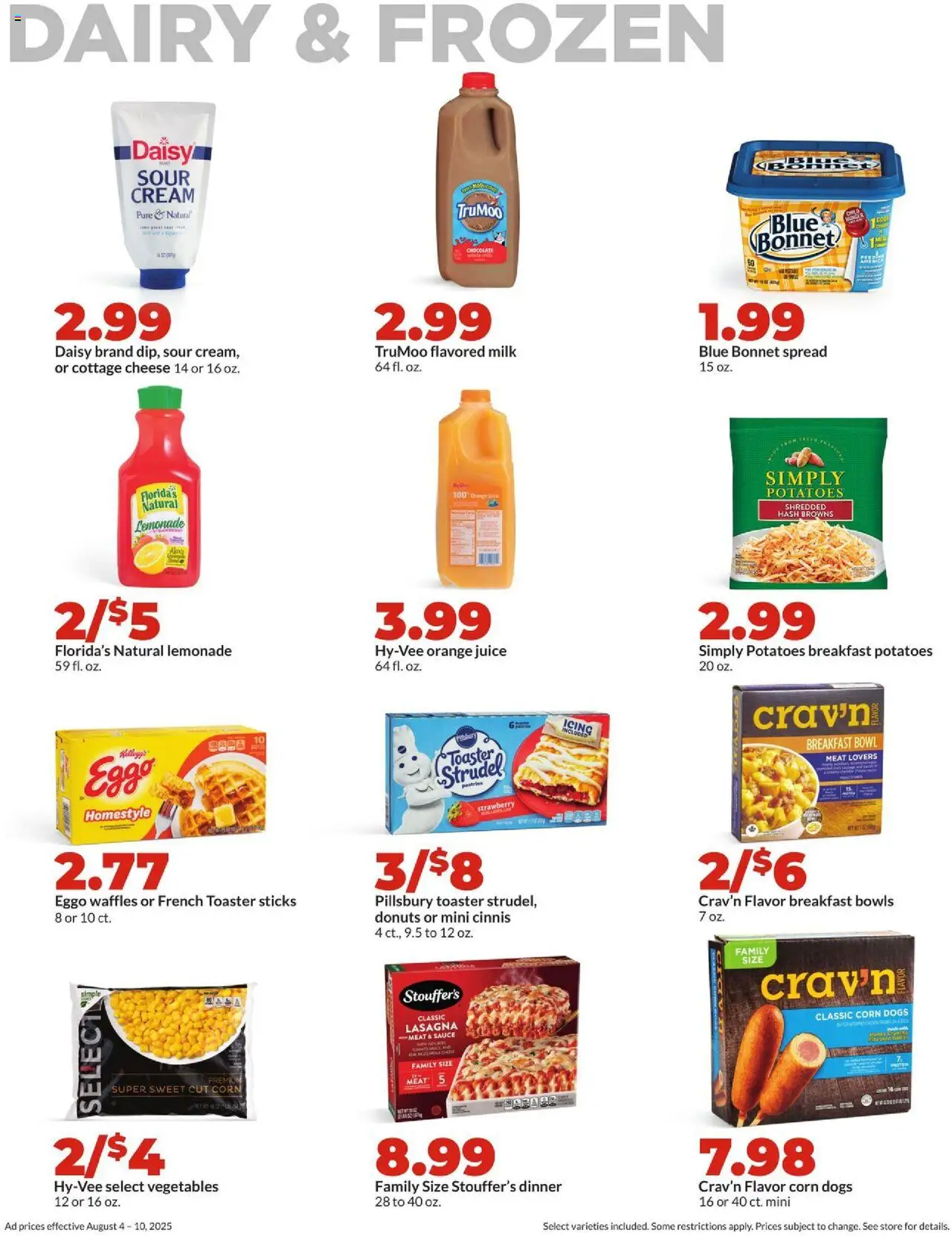 HyVee Weekly Ad - valid from 04.08.2025 | Page: 26 | Products: Cheese, Juice, Cottage cheese, Vegetables