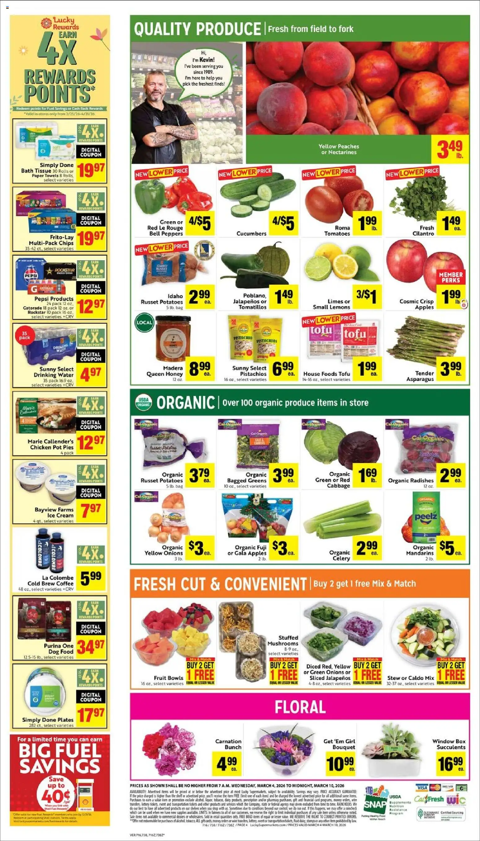 Lucky Supermarkets Weekly - CA - valid from 04.03.2026 | Page: 4 | Products: Wine, Ice cream, Greens, Cabbage