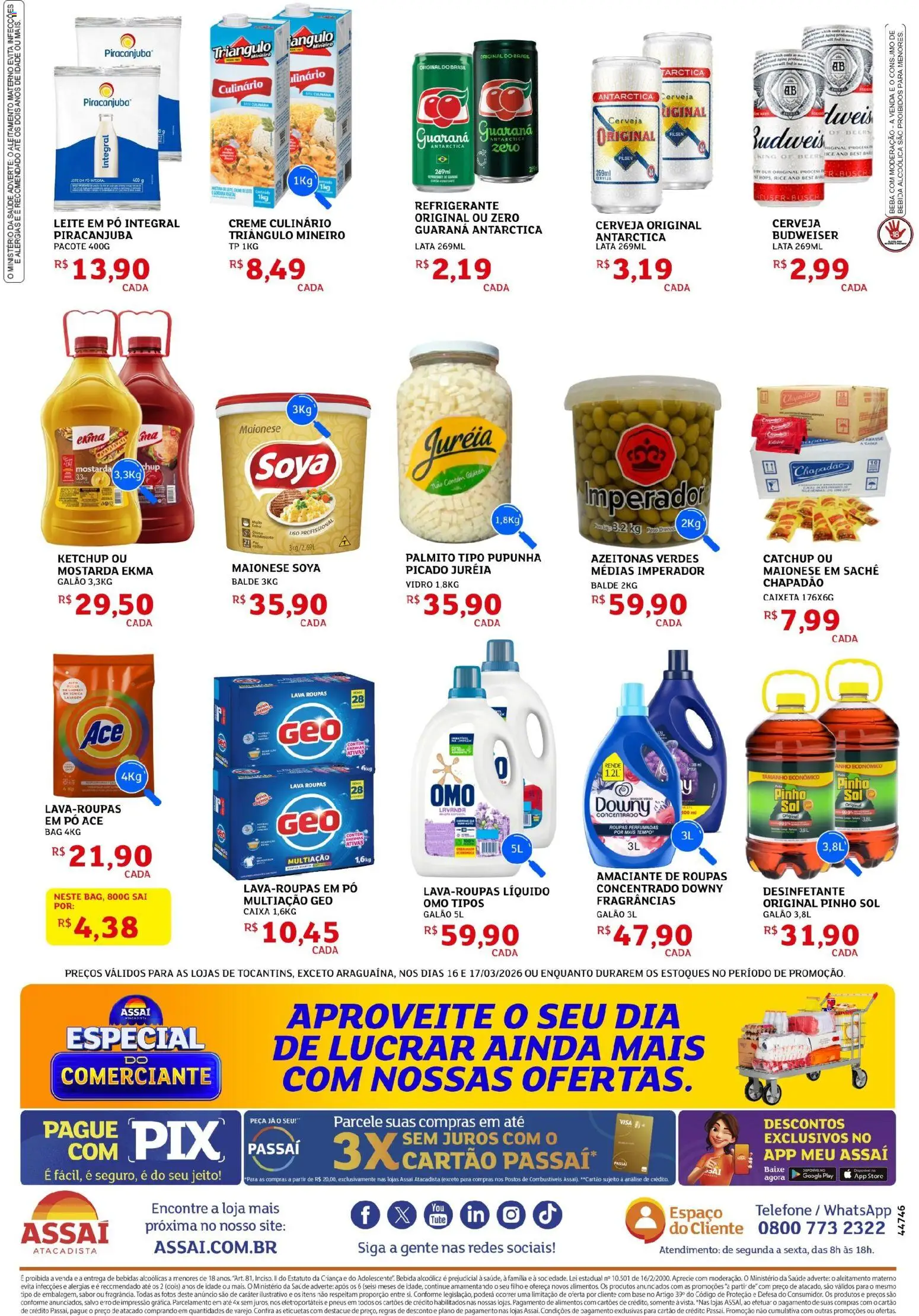 Assaí Atacadista Folheto - válido de 16.03.2026 | Página: 2 | Produtos: Pó, Roupas, Creme, Telefone