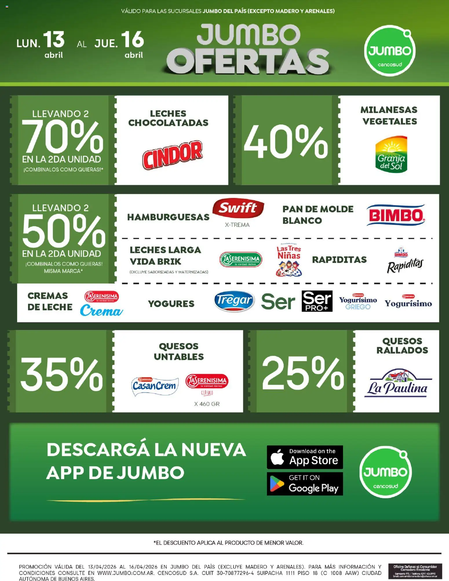 Jumbo ofertas │ válido desde el 13.04.2026 | Página: 2 | Productos: Teléfono, Leche, Pan, Crema