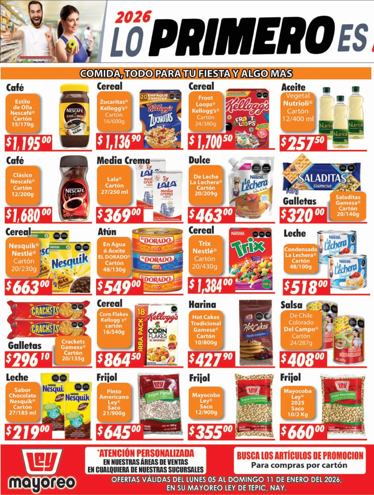 Nuevas ofertas de Casa Ley válidas en toda la República Mexicana desde el 05.01.2026. ¡Encuentra las mejores ofertas en Casa Ley folleto Tepic! | Página: 3 | Productos: Harina, Agua, Café, Chocolate