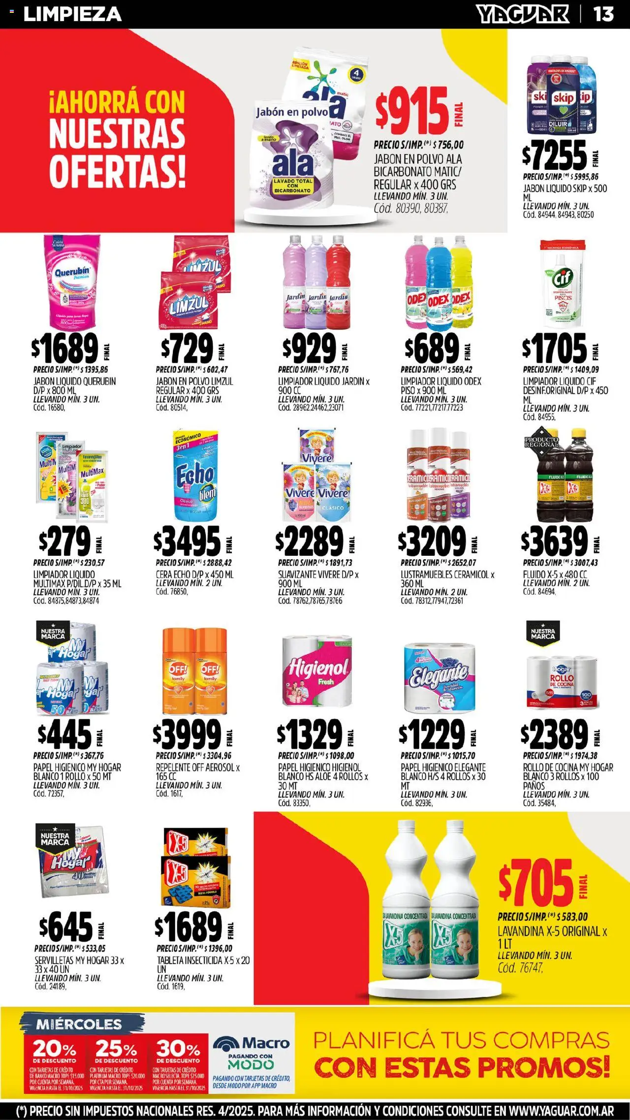 Yaguar catálogo - Jujuy │ válido desde el 13.10.2025 | Página: 13 | Productos: Tableta, Banco, Jabón líquido, Limón