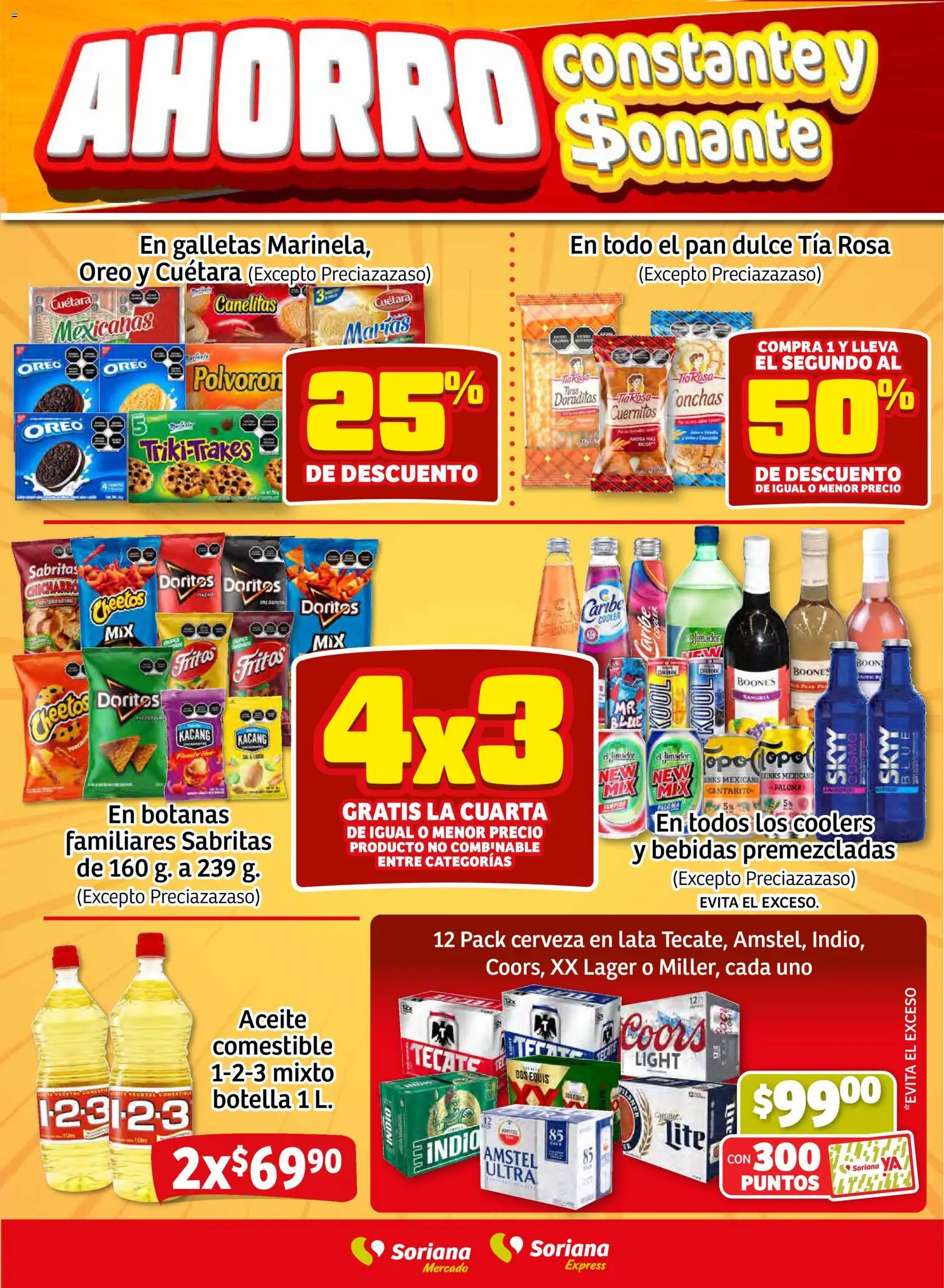Nuevas ofertas de Soriana válidas en toda la República Mexicana desde el 23.10.2025. ¡Encuentra las mejores ofertas en Soriana - Fin de Semana Mercado: Ags, Nay, Jal, Qro, Col, Mich, Gto, Hgo, Tlax, Mor, Pue, Gro, Oax, Edo. de Mex, CDMX, Zac y SLP! | Página: 2 | Productos: Pan dulce, Aceite, Pan, Botella