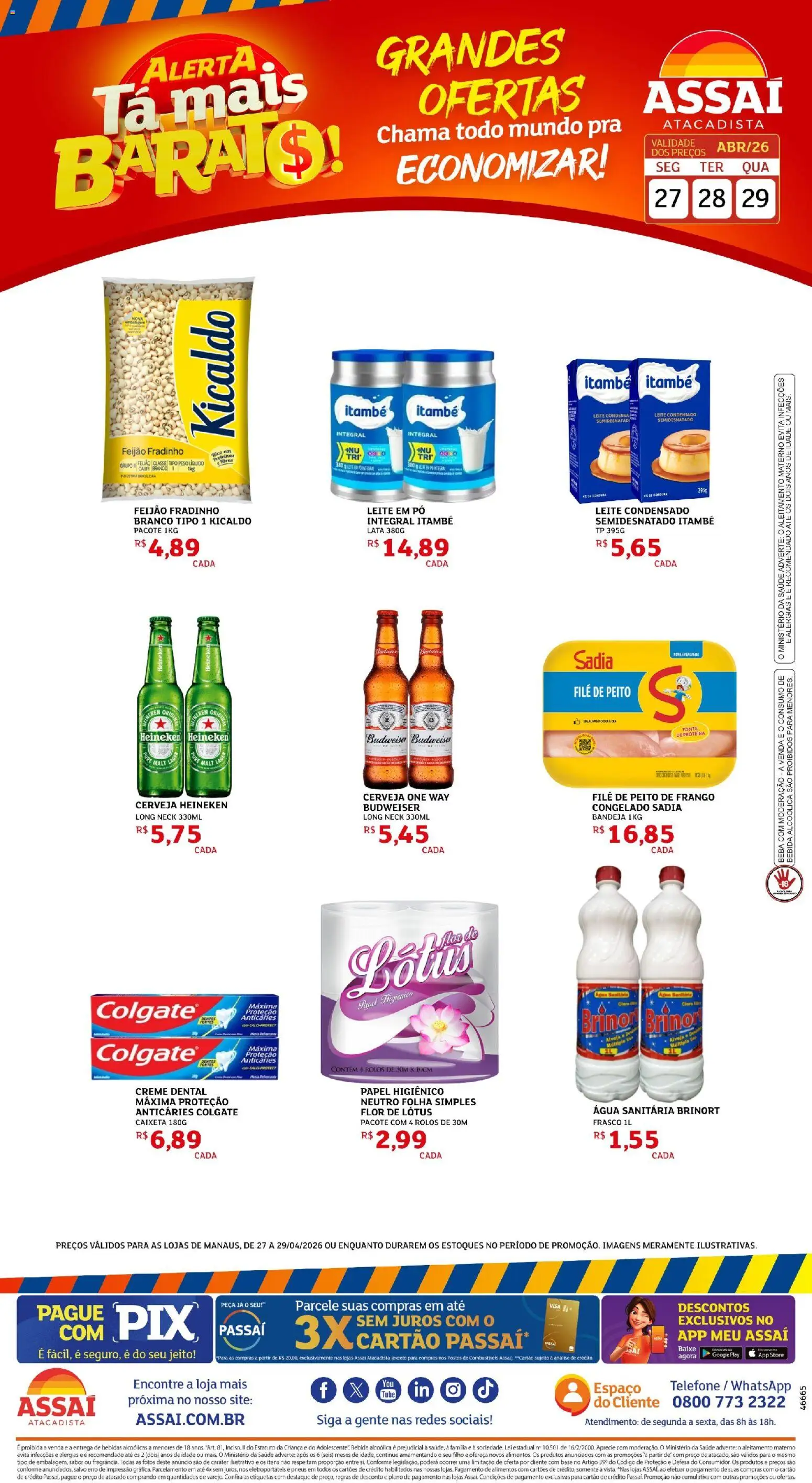 Assaí Atacadista Folheto - válido de 28.04.2026 | Página: 1 | Produtos: Pneus, Creme, Telefone, Papel higiênico