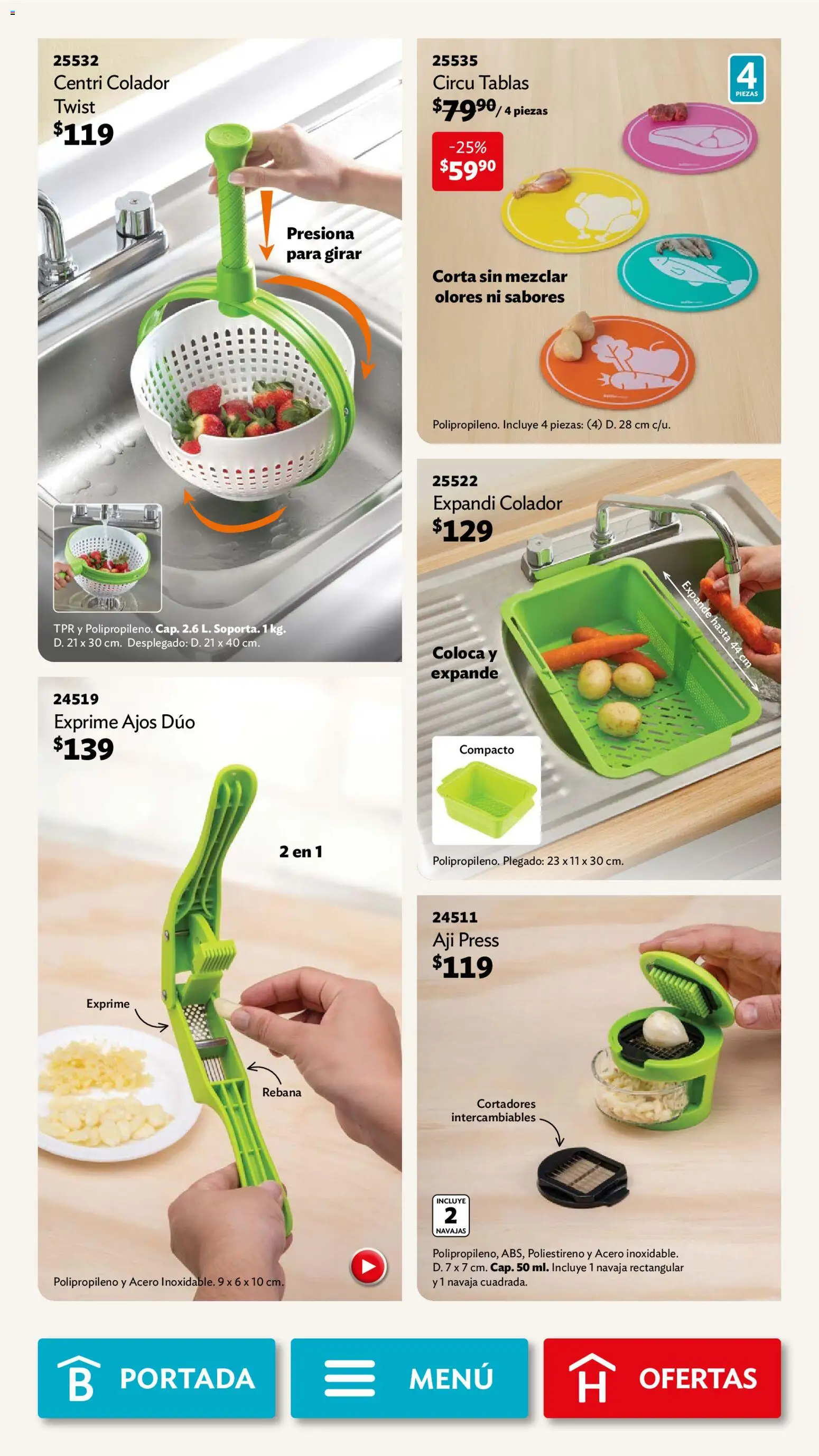 Nuevas ofertas de Betterware válidas en toda la República Mexicana desde el 02.03.2026. ¡Encuentra las mejores ofertas en Betterware campaña 3 2026! | Página: 58 | Productos: Navaja, Colador, Aji