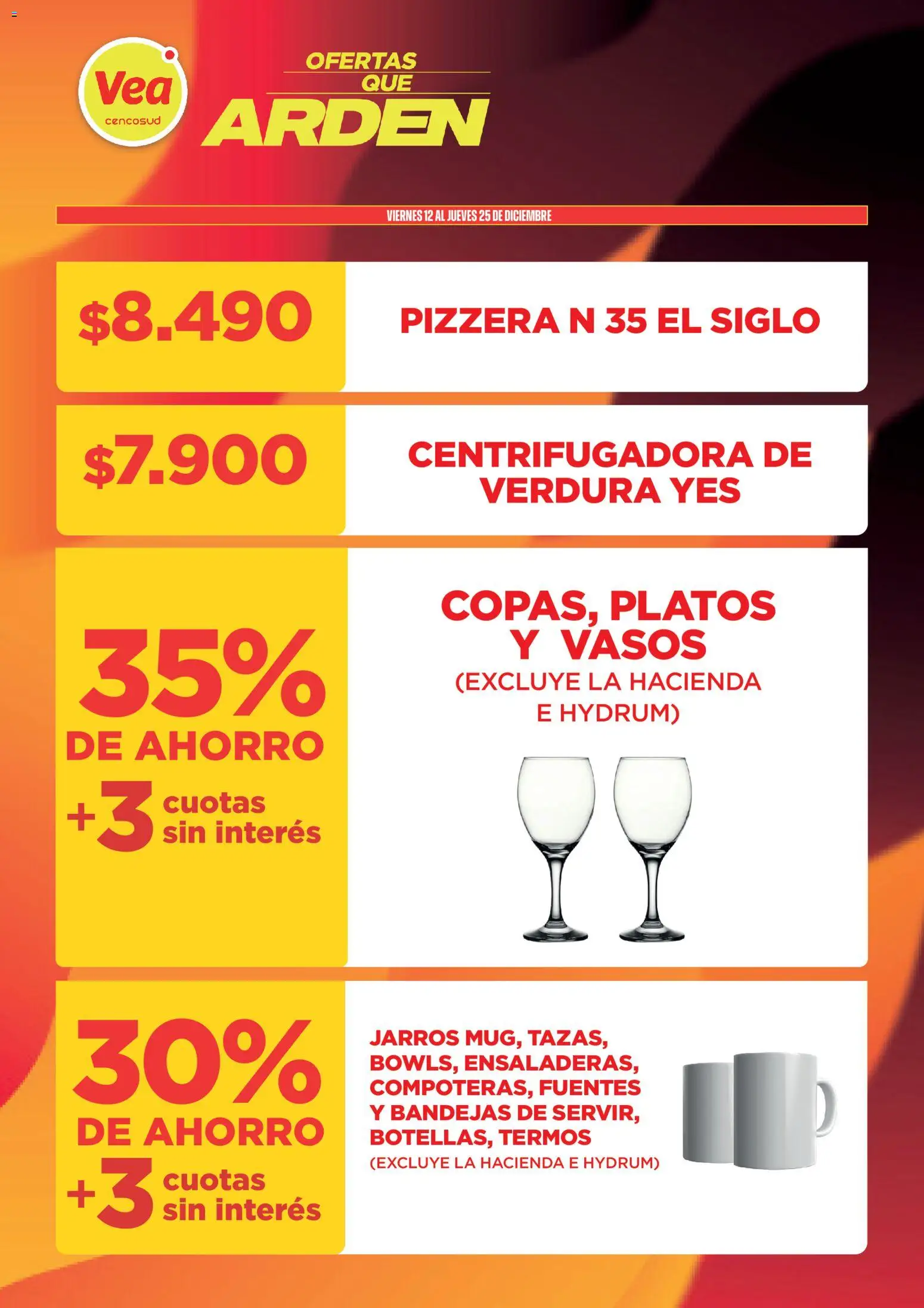 Vea - Ofertas que Arden │ válido desde el 12.12.2025 | Página: 8 | Productos: Pizzera, Vasos