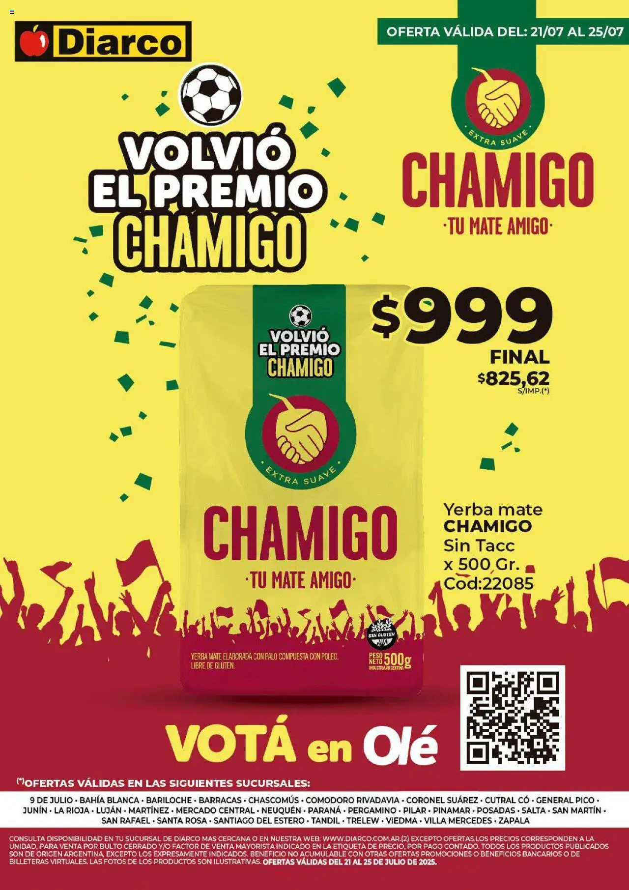 Diarco Especial Premio Chamigo │ válido desde el 21.07.2025 | Página: 1 | Productos: Pico, Mate, Yerba, General