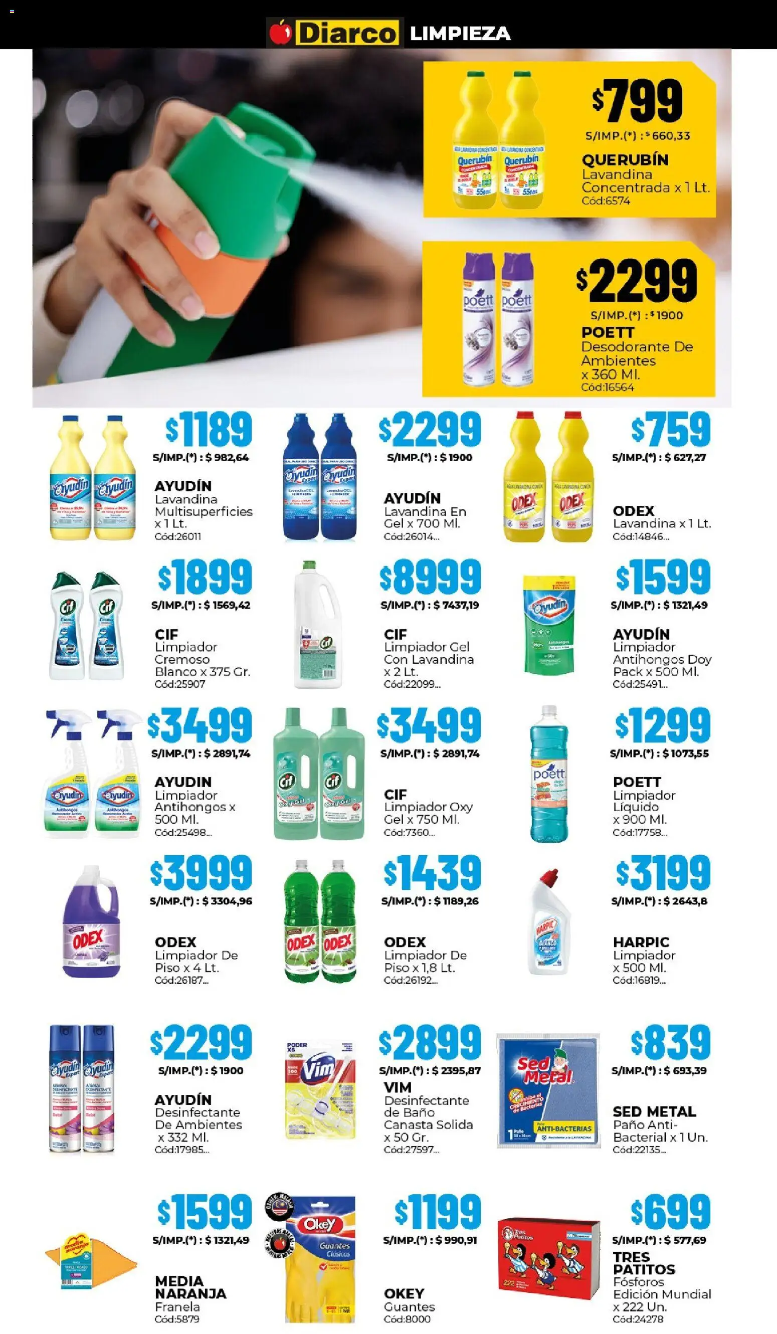 Diarco ofertas │ válido desde el 23.03.2026 | Página: 18 | Productos: Fósforos, Desodorante, Limpiador, Canasta