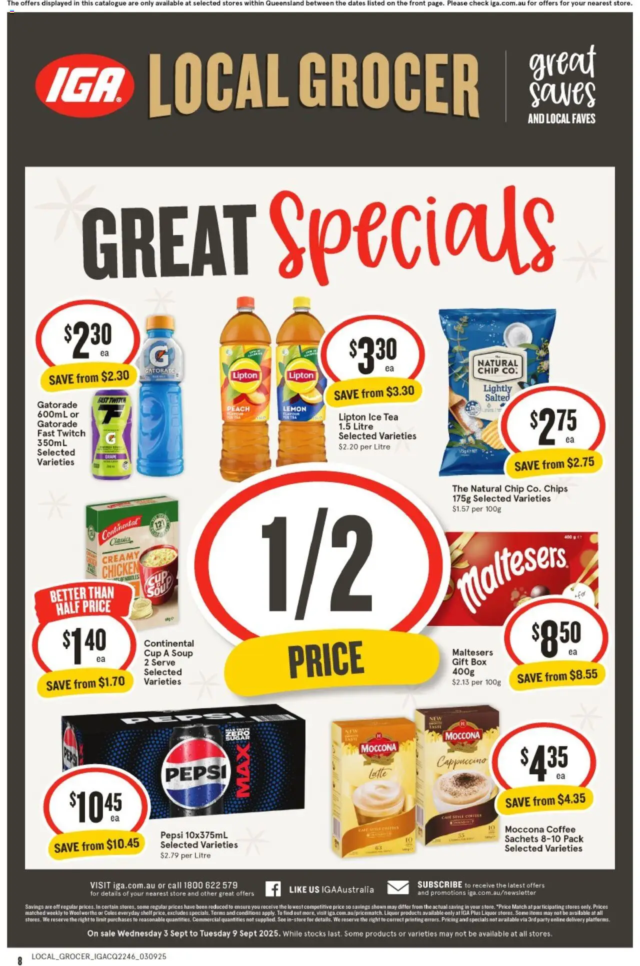 IGA catalogue - valid from 03.09.2025 | Page: 2 | Products: Chicken, Chips, Lemon, Peach