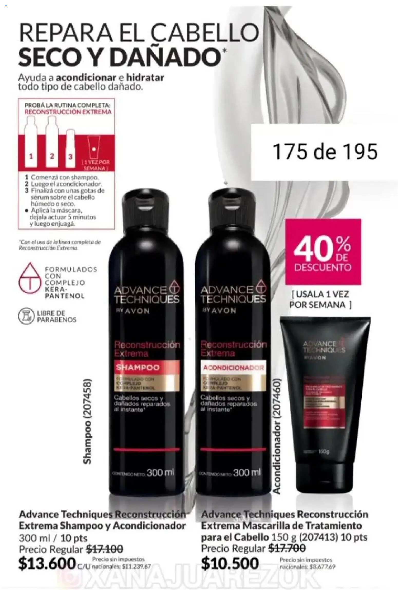 Catálogo AVON Campaña 1/2026 │ válido desde el 01.01.2026 | Página: 164 | Productos: Mascarilla, Serum, Shampoo, Acondicionador