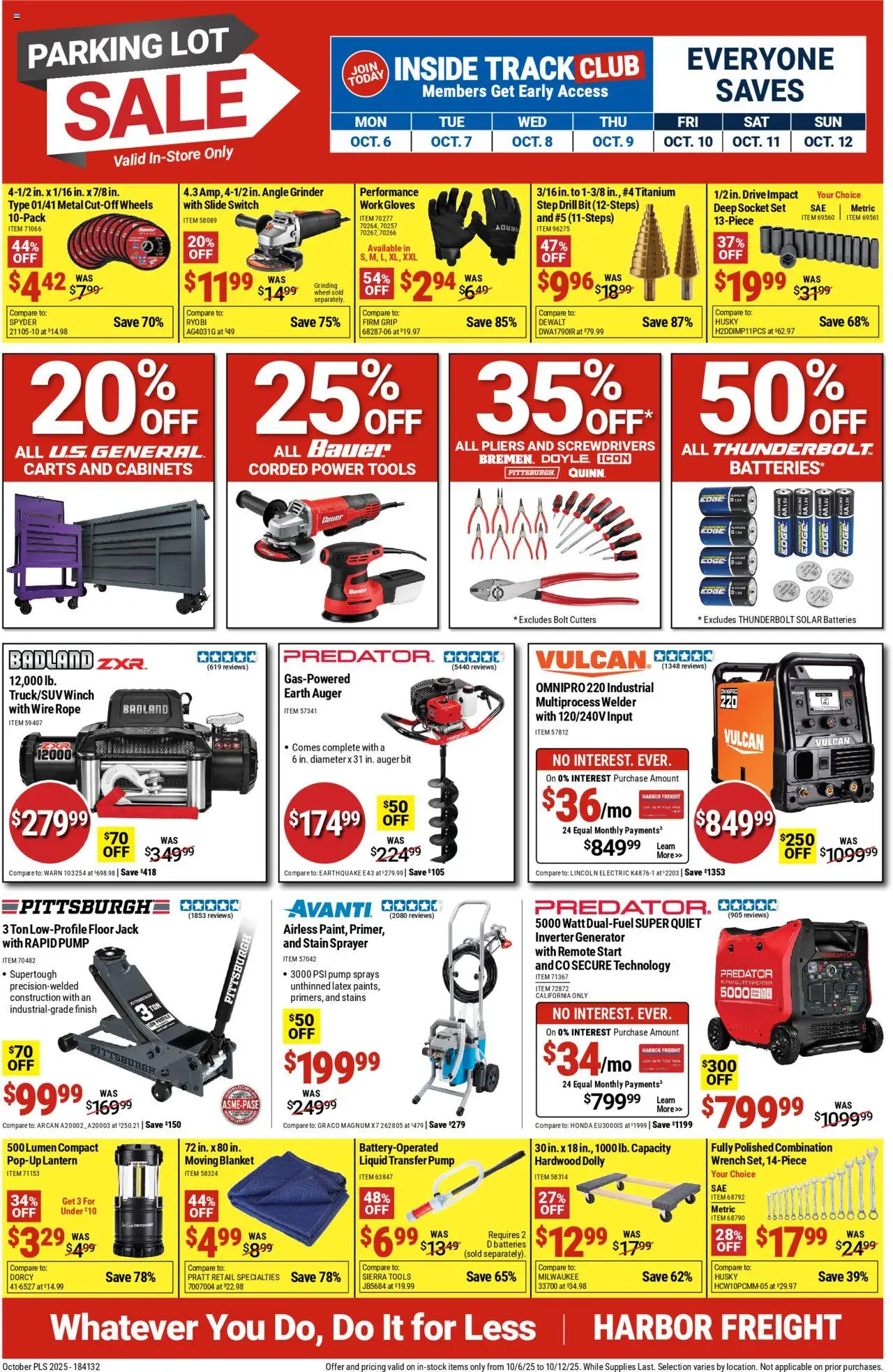Harbor Freight Weekly Ad - valid from 06.10.2025 | Page: 1 | Products: Socket, Angle Grinder, Remote Start, Gloves