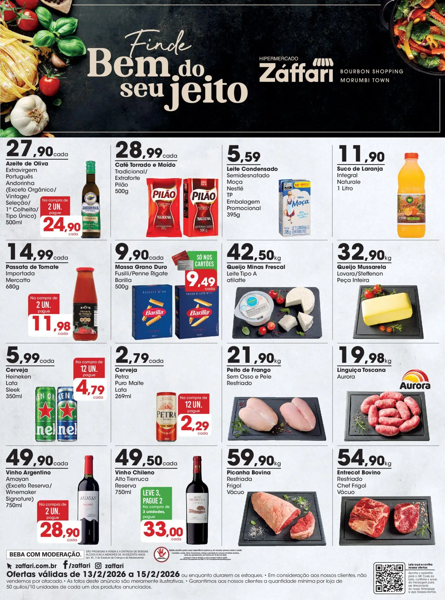 Zaffari Folheto - válido de 13.02.2026 | Página: 1 | Produtos: Picanha, Cerveja, Heineken, Mussarela