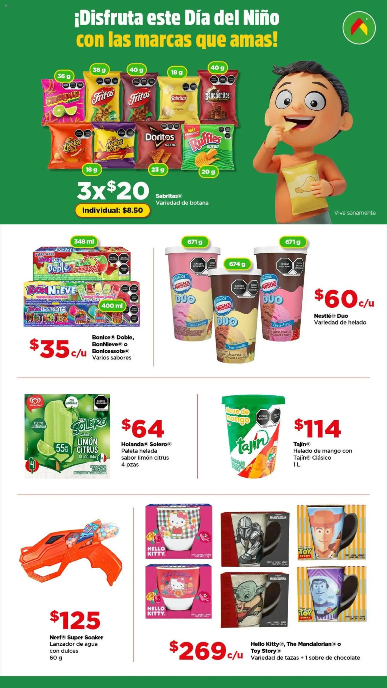 Nuevas ofertas de Bodega Aurrerá válidas en toda la República Mexicana desde el 10.04.2026. ¡Encuentra las mejores ofertas en Bodega Aurrerá folleto Sí te alcanza este Día del Niño! | Página: 4 | Productos: Fresa, Paleta, Mango, Sobre