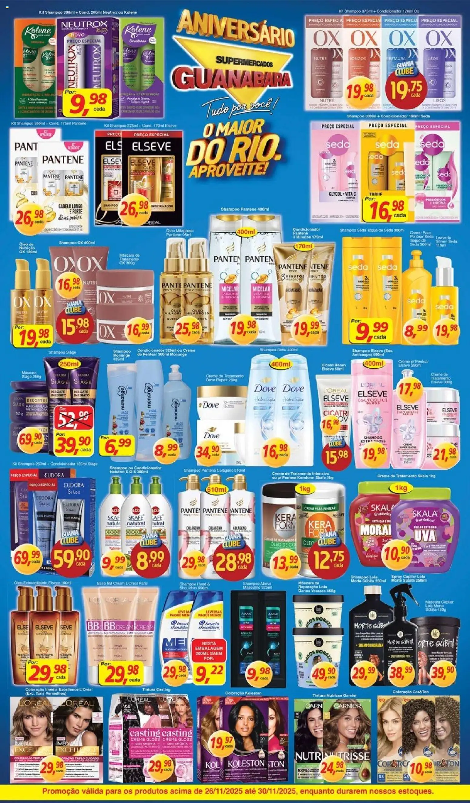 Supermercados Guanabara Folheto - válido de 26.11.2025 | Página: 7 | Produtos: Shampoo, Óleo, Pente, Creme para pentear