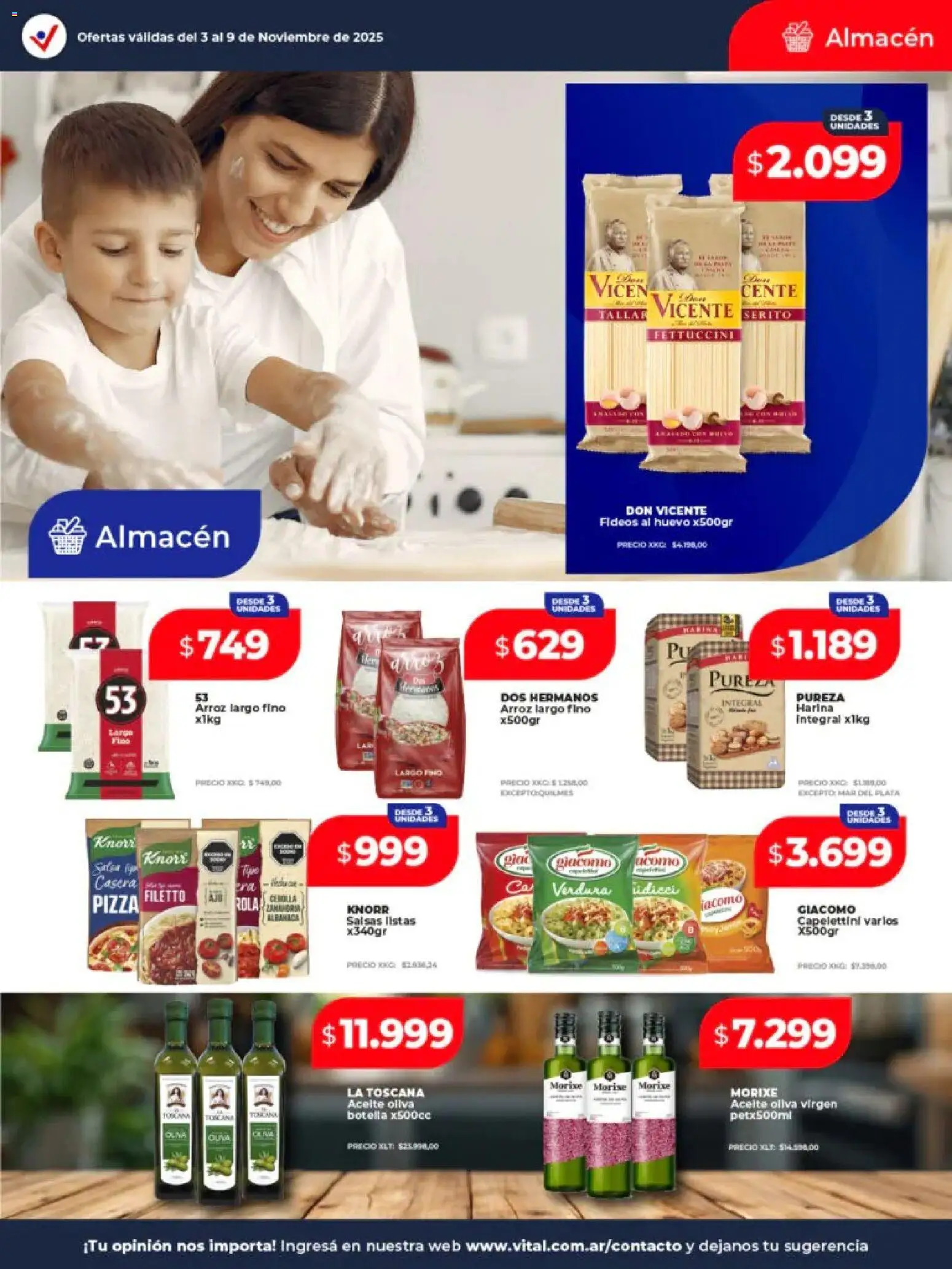 Vital - Ofertas - Abasto │ válido desde el 03.11.2025 | Página: 10 | Productos: Botella, Harina, Huevo, Fideos