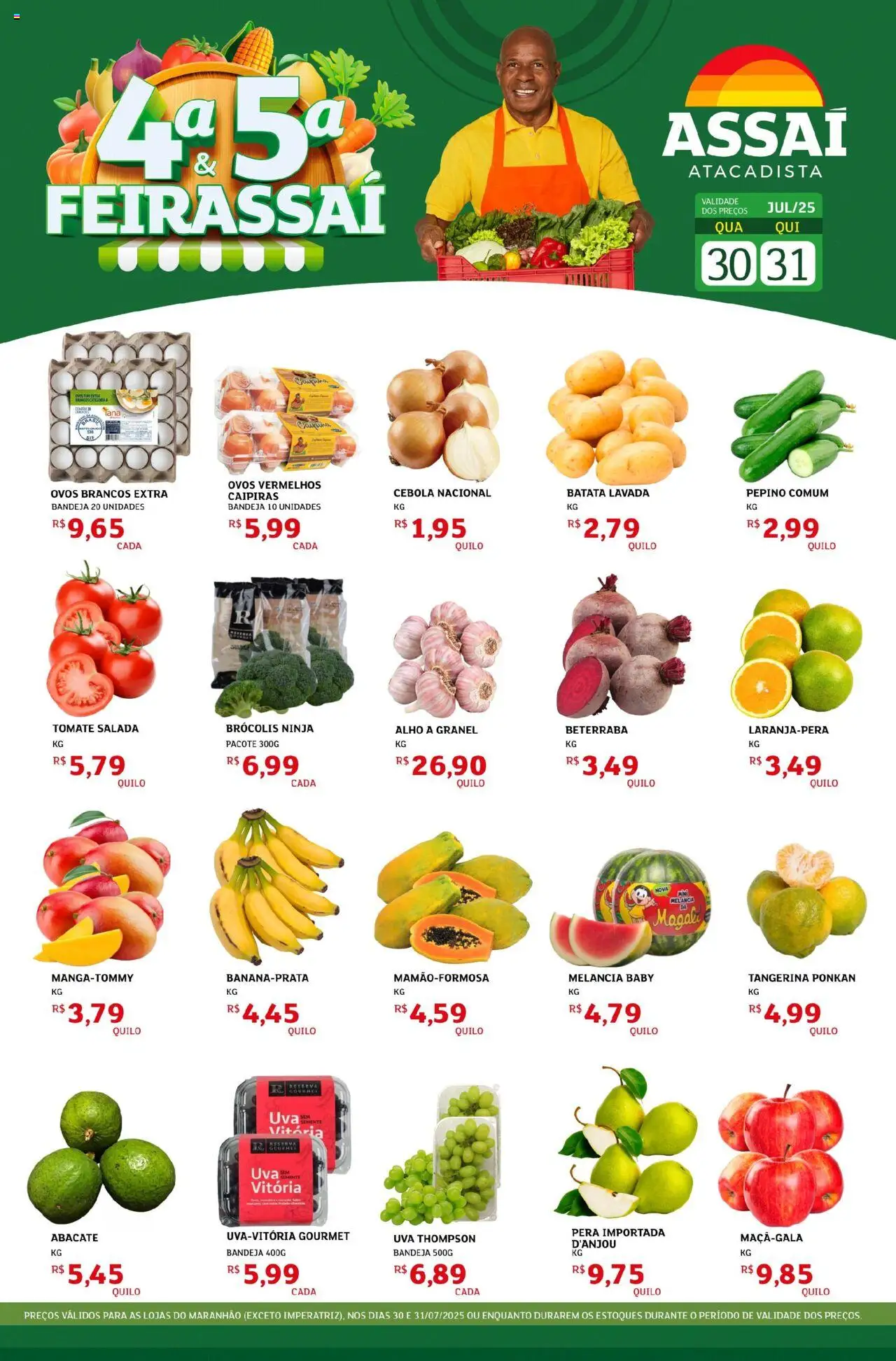 Assaí Atacadista Folheto - válido de 30.07.2025 | Página: 1 | Produtos: Beterraba, Cebola, Ovos, Salada