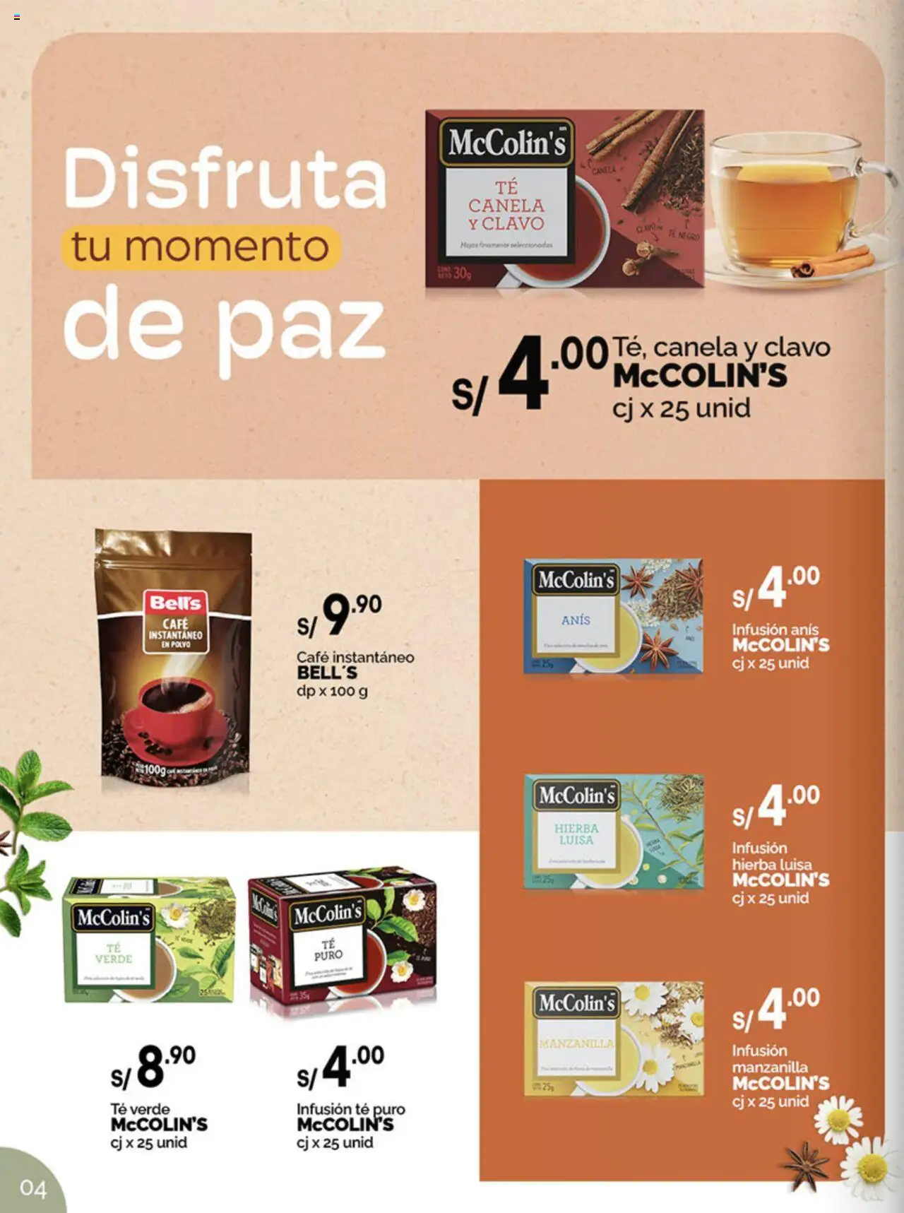 Catálogo Plaza Vea válido desde 18.08.2025 | Página: 4 | Productos: Café, Té, Polvo