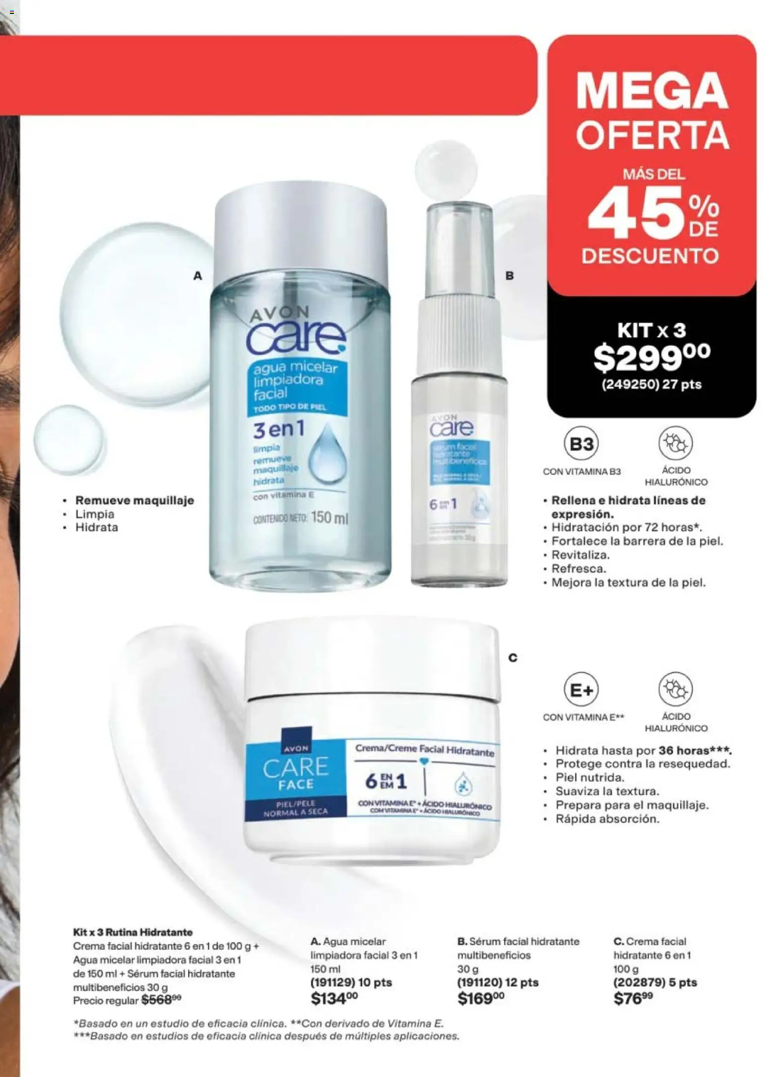 Nuevas ofertas de AVON válidas en toda la República Mexicana desde el 24.04.2026. ¡Encuentra las mejores ofertas en AVON campaña 7 2026! | Página: 133 | Productos: Serum, Crema, Agua, Agua micelar