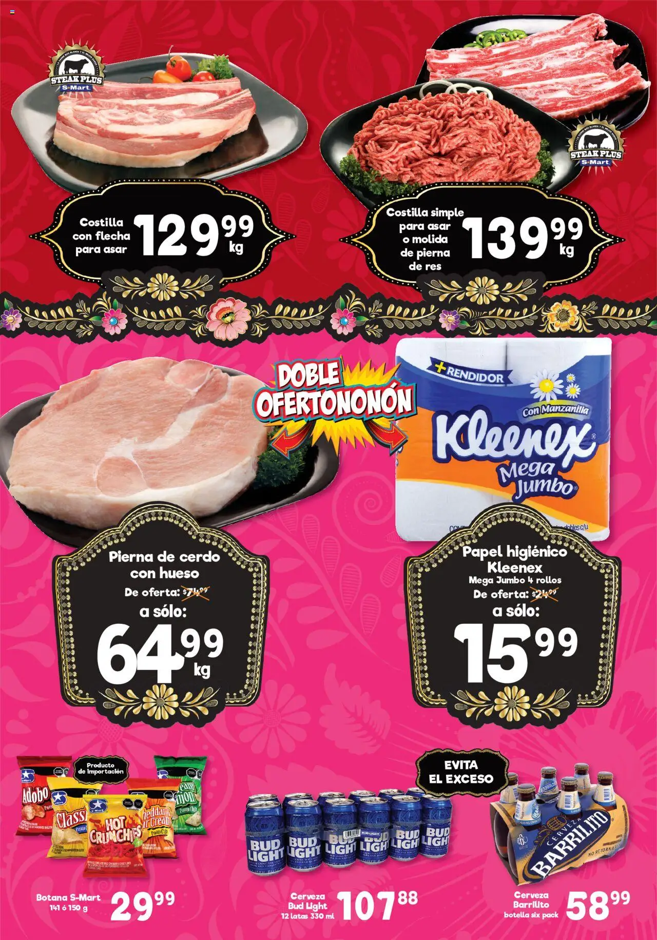 Nuevas ofertas de S-Mart válidas en toda la República Mexicana desde el 12.09.2025. ¡Encuentra las mejores ofertas en S-Mart - Folleto - Reynosa (y Rio Bravo)! | Página: 1 | Productos: Cerveza, Res, Papel higiénico, Botella