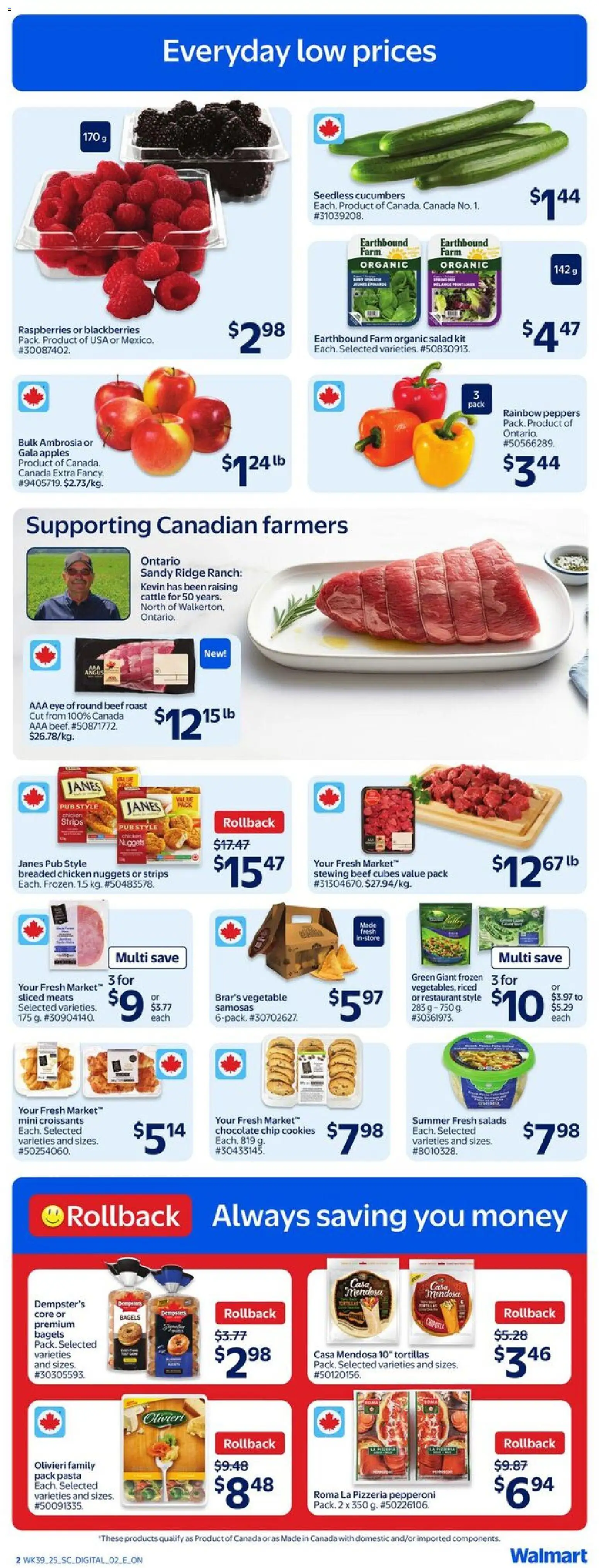 Walmart flyer valid from 23.10.2025 | Page: 3 | Products: Beef, Pasta, Ridge, Chocolate