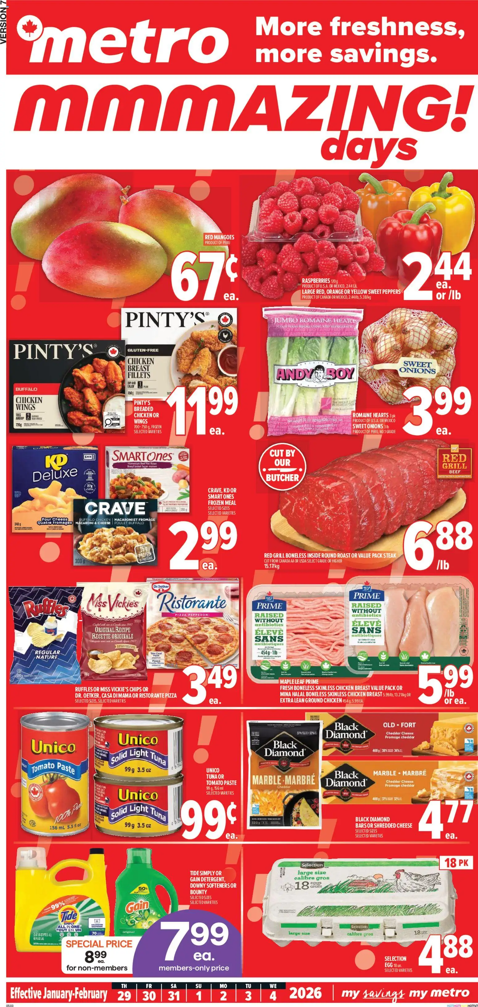 Metro flyer valid from 29.01.2026 | Page: 2 | Products: Chicken wings, Grill, Cheese, Pizza