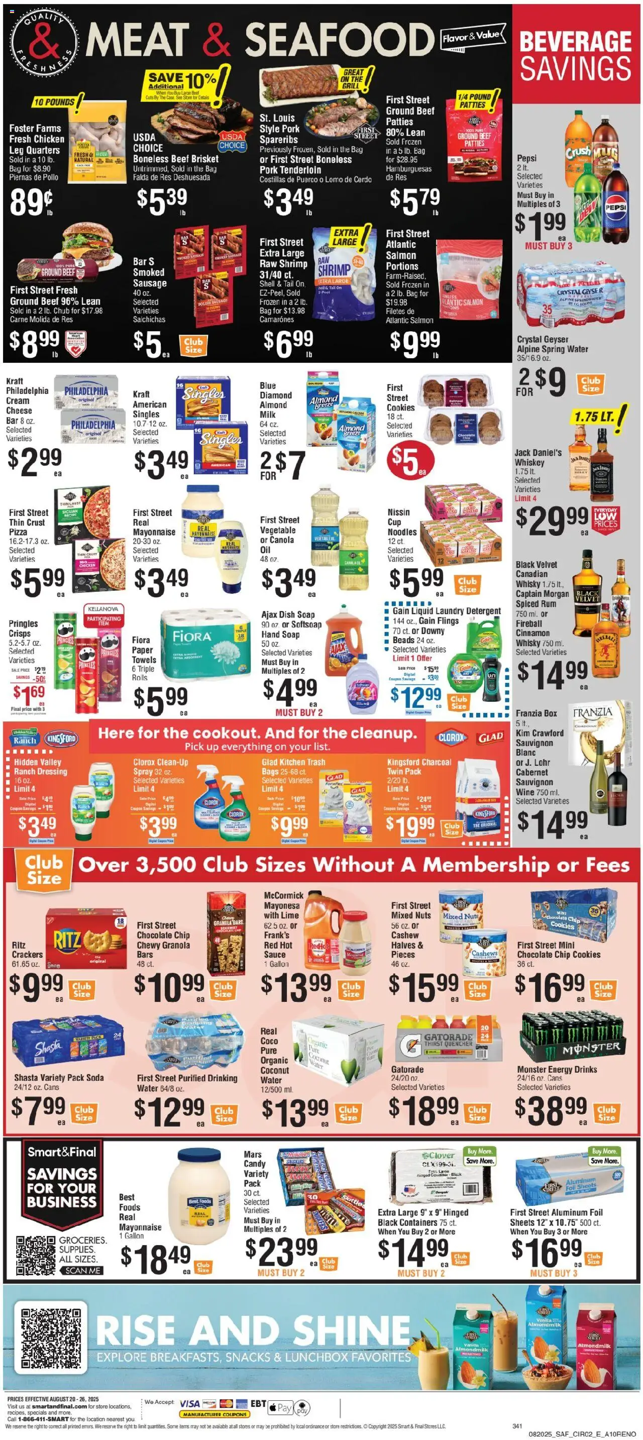 Smart & Final Weekly Ad - valid from 20.08.2025 | Page: 3 | Products: Nuts, Cream, Seafood, Chocolate Chip