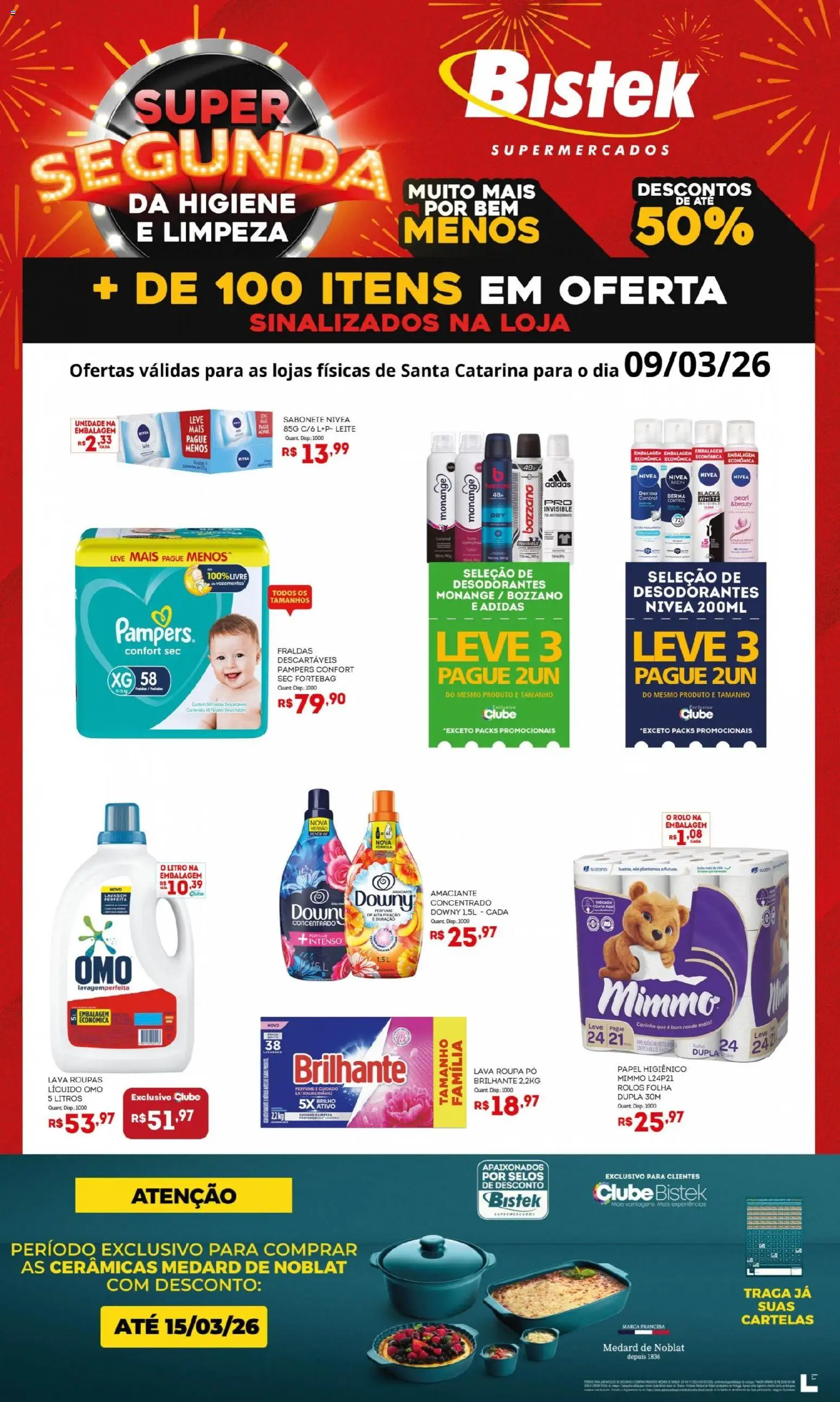Bistek Supermercados Folheto - válido de 08.03.2026 | Página: 1 | Produtos: Rolo, Roupas, Sabonete, Amaciante