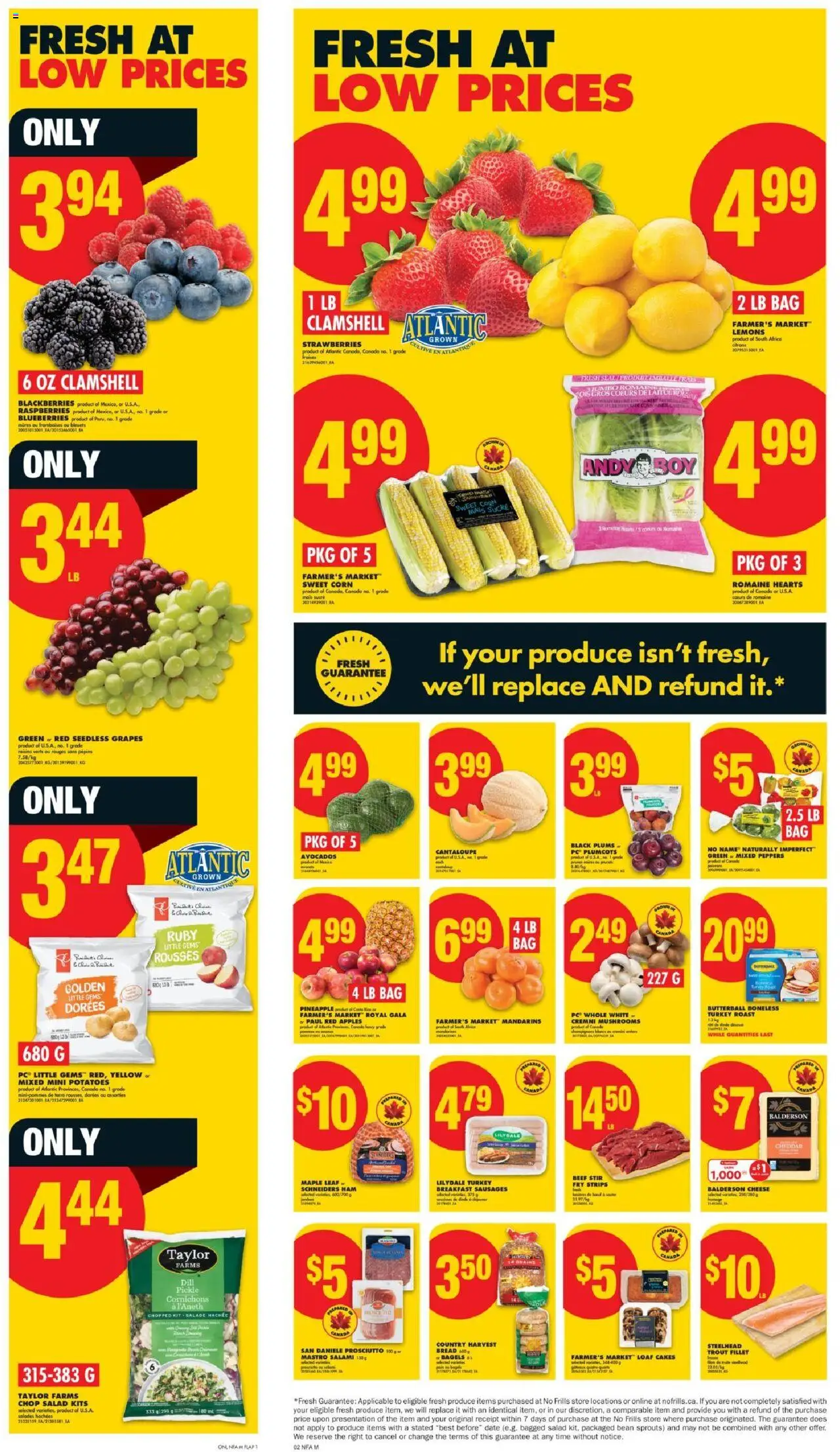 No Frills flyer valid from 25.09.2025 | Page: 3 | Products: Strawberries, PC, Turkey, Bread