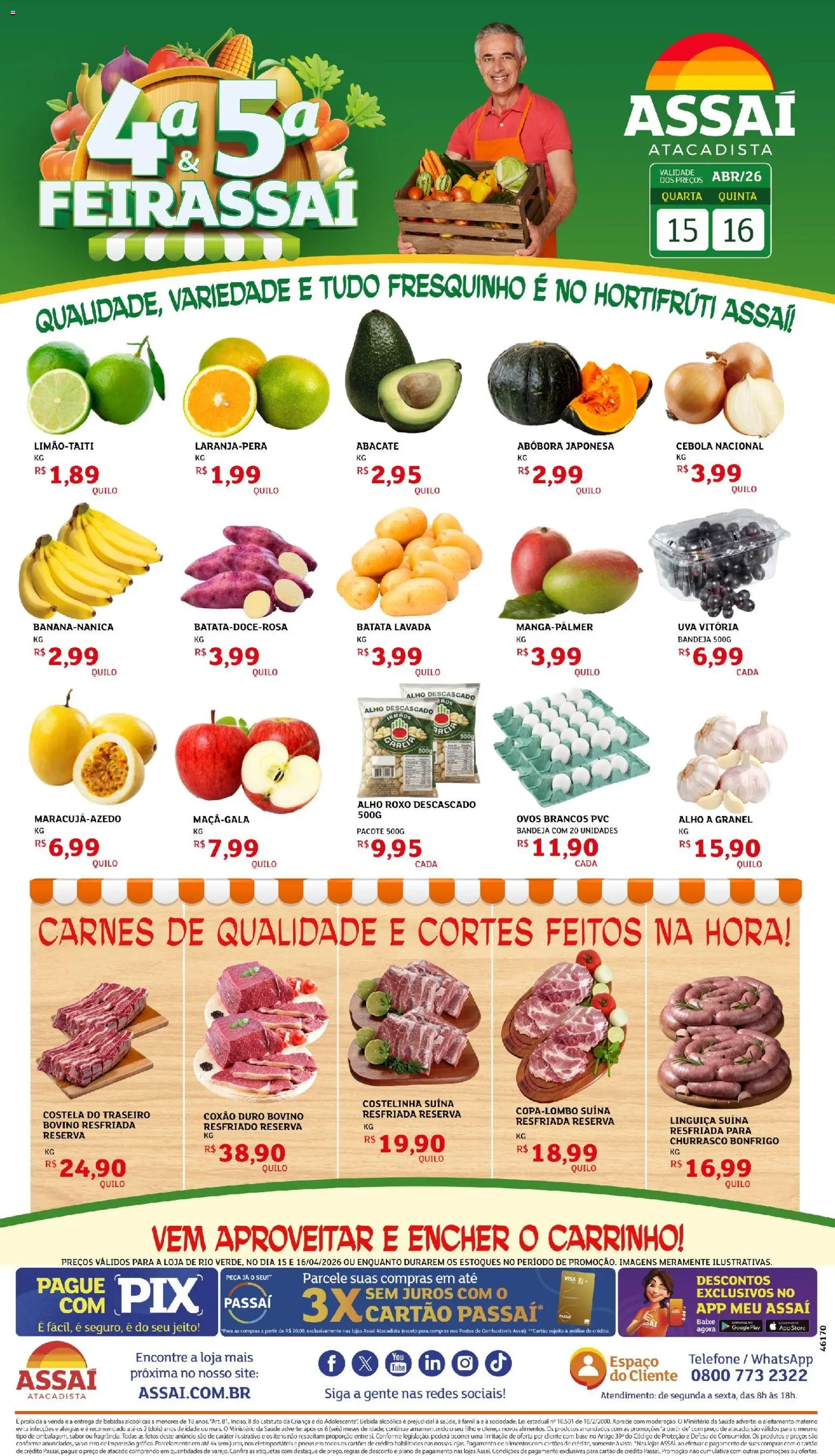 Assaí Atacadista Folheto - válido de 16.04.2026 | Página: 1 | Produtos: Cebola, Base, Bebida, Batata