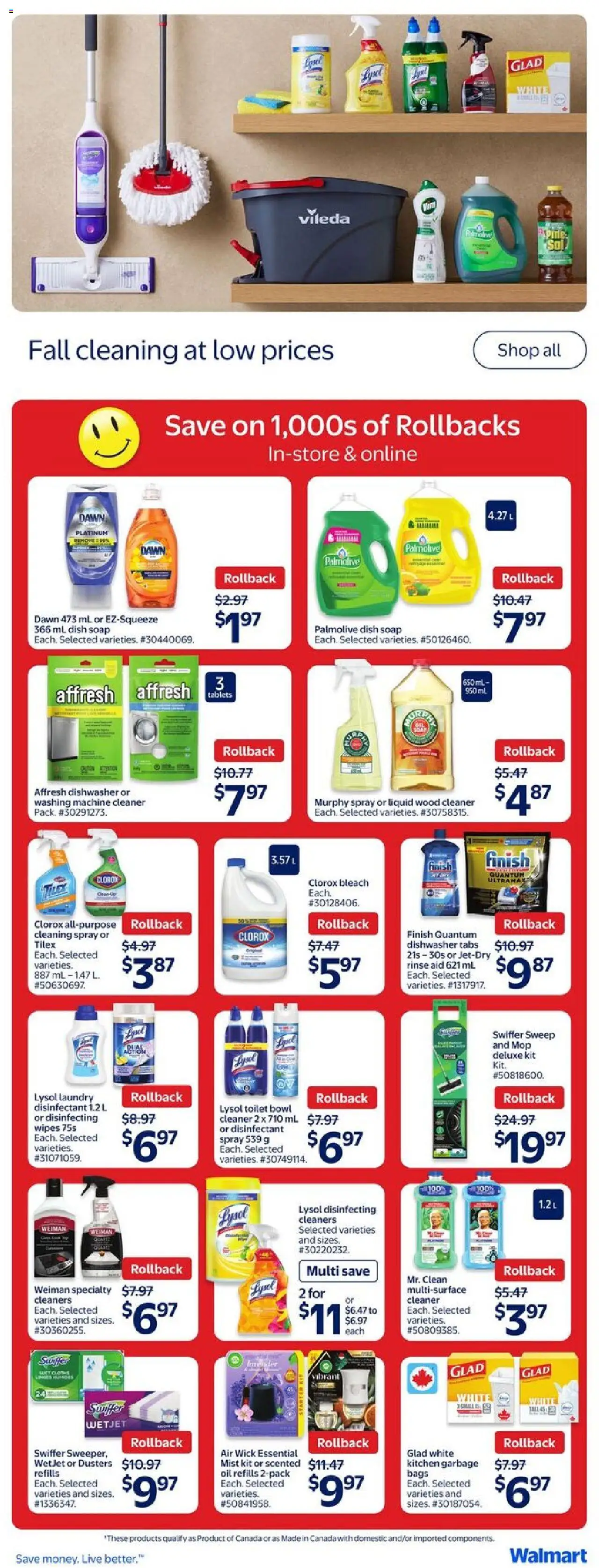 Walmart flyer valid from 18.09.2025 | Page: 14 | Products: Washing machine, Dishwasher, Soap, Oil