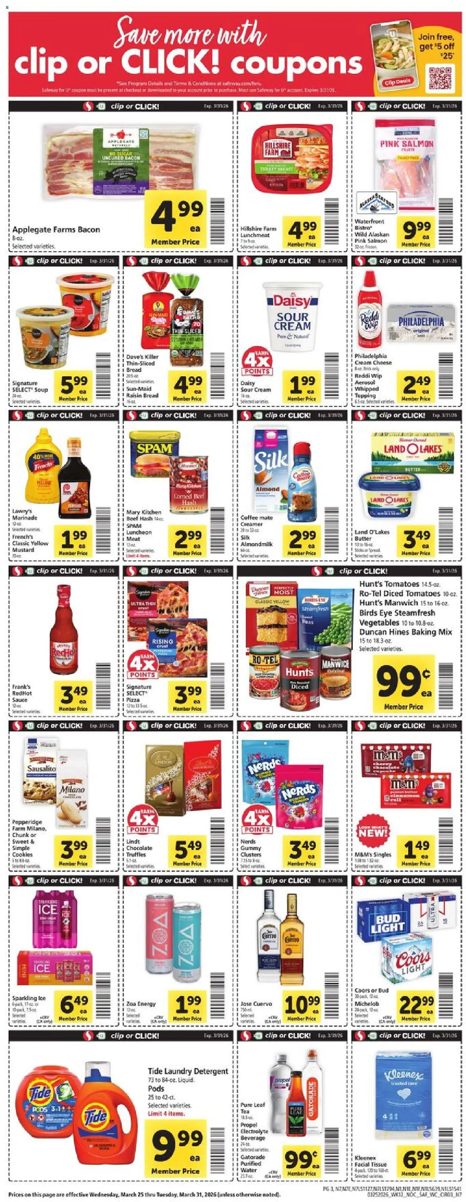 Safeway Weekly Ad - valid from 25.03.2026 | Page: 3 | Products: Butter, Cheese, Sour cream, Cream