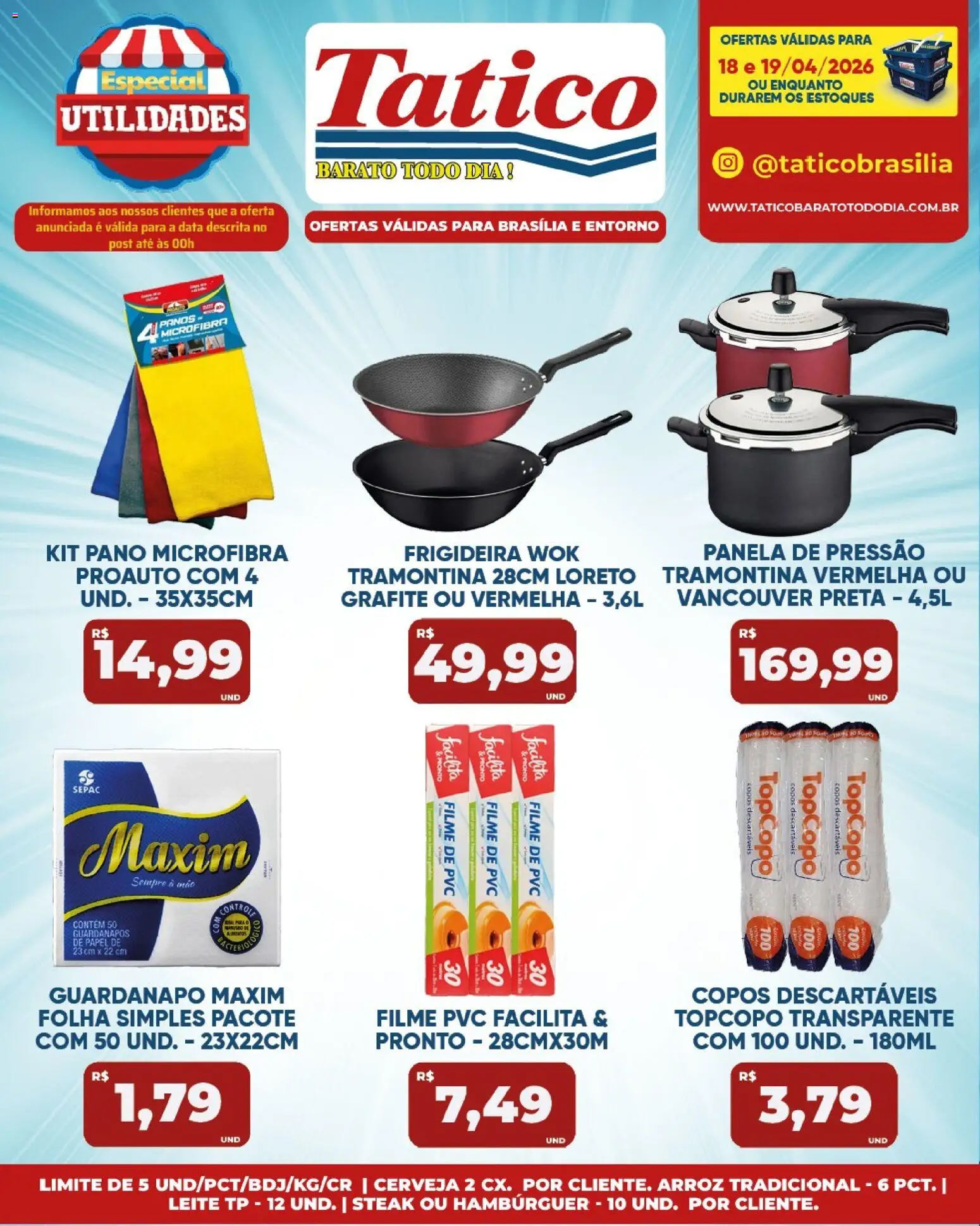 Tatico Folheto - válido de 18.04.2026 | Página: 22 | Produtos: Panela, Leite, Arroz, Hambúrguer
