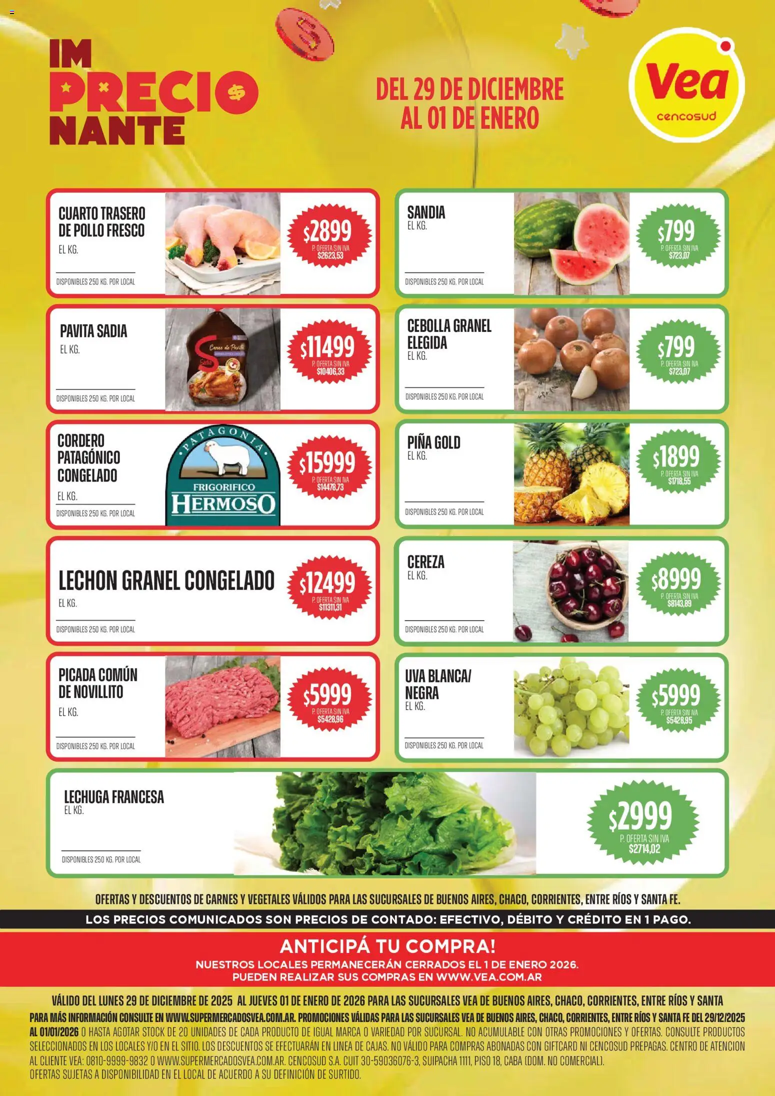 Vea ofertas │ válido desde el 29.12.2025 | Página: 1 | Productos: Pollo, Cebolla, Sandía, Piña