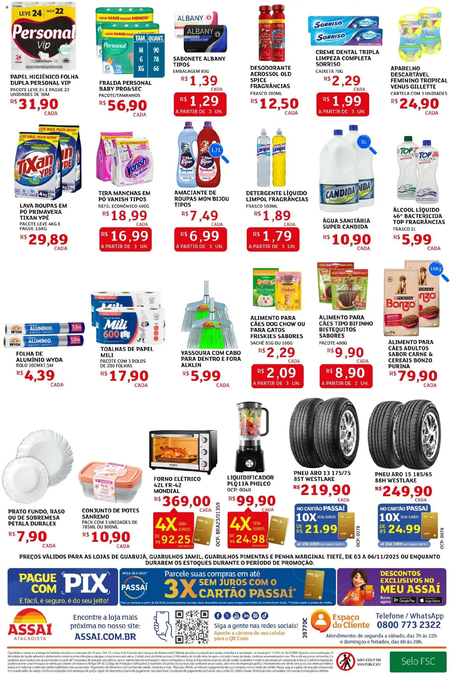 Assaí Atacadista Folheto - válido de 03.11.2025 | Página: 4 | Produtos: Base, Carne, Roupas, Creme dental