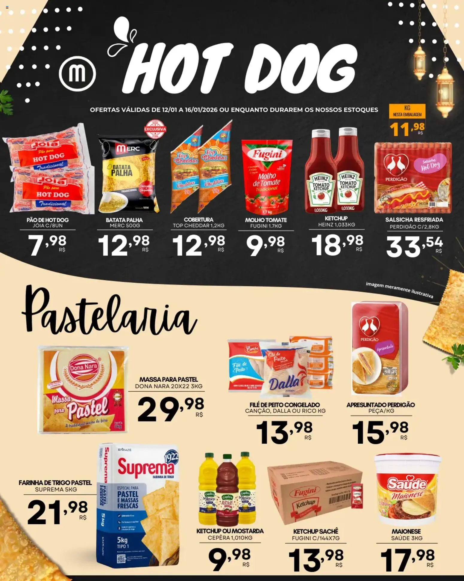 Mercadão Atacadista Folheto - válido de 12.01.2026 | Página: 2 | Produtos: Molho de tomate, Salsicha, Cheddar, Batata palha