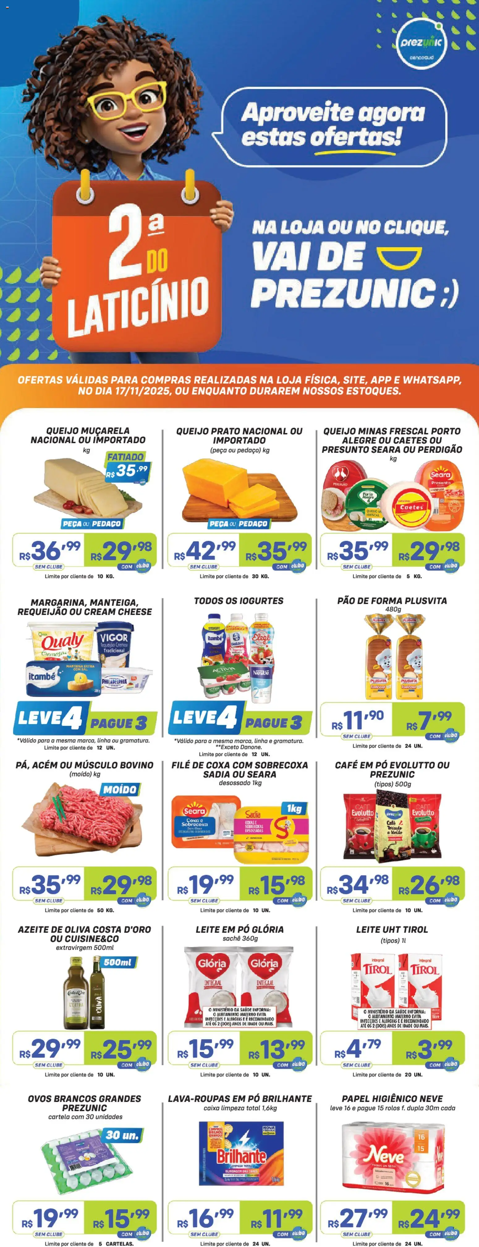 Prezunic Folheto - válido de 17.11.2025 | Página: 1 | Produtos: Manteiga, Pão, Café, Presunto